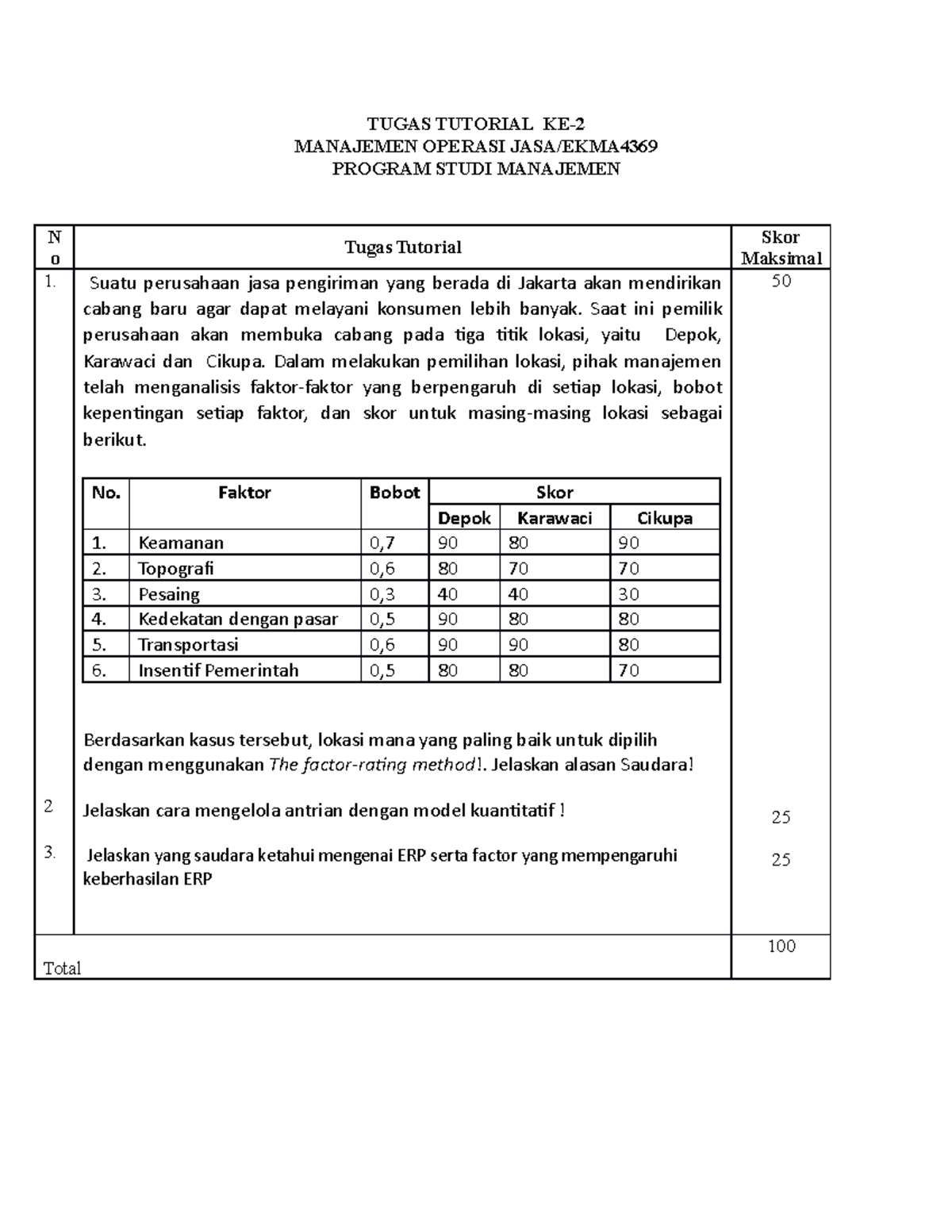 Jawaban Tugas Tutorial Manajemen Operasi Jasa - EKMA4369 - Studocu