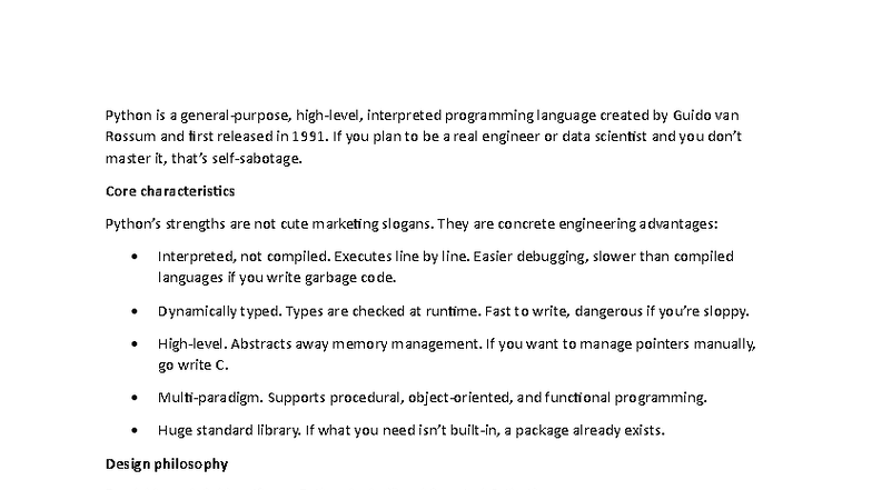 Python Programming Overview: Key Concepts and Applications - Studocu