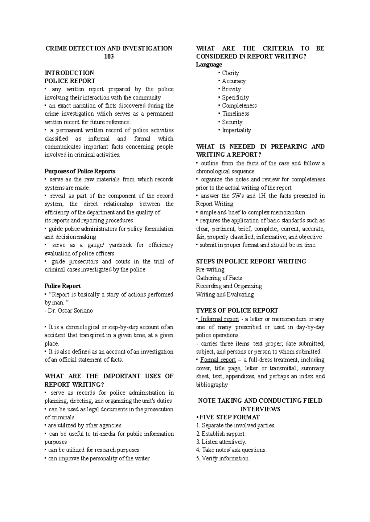 Crime Detection and Investigation 103: Understanding Police Reports and ...