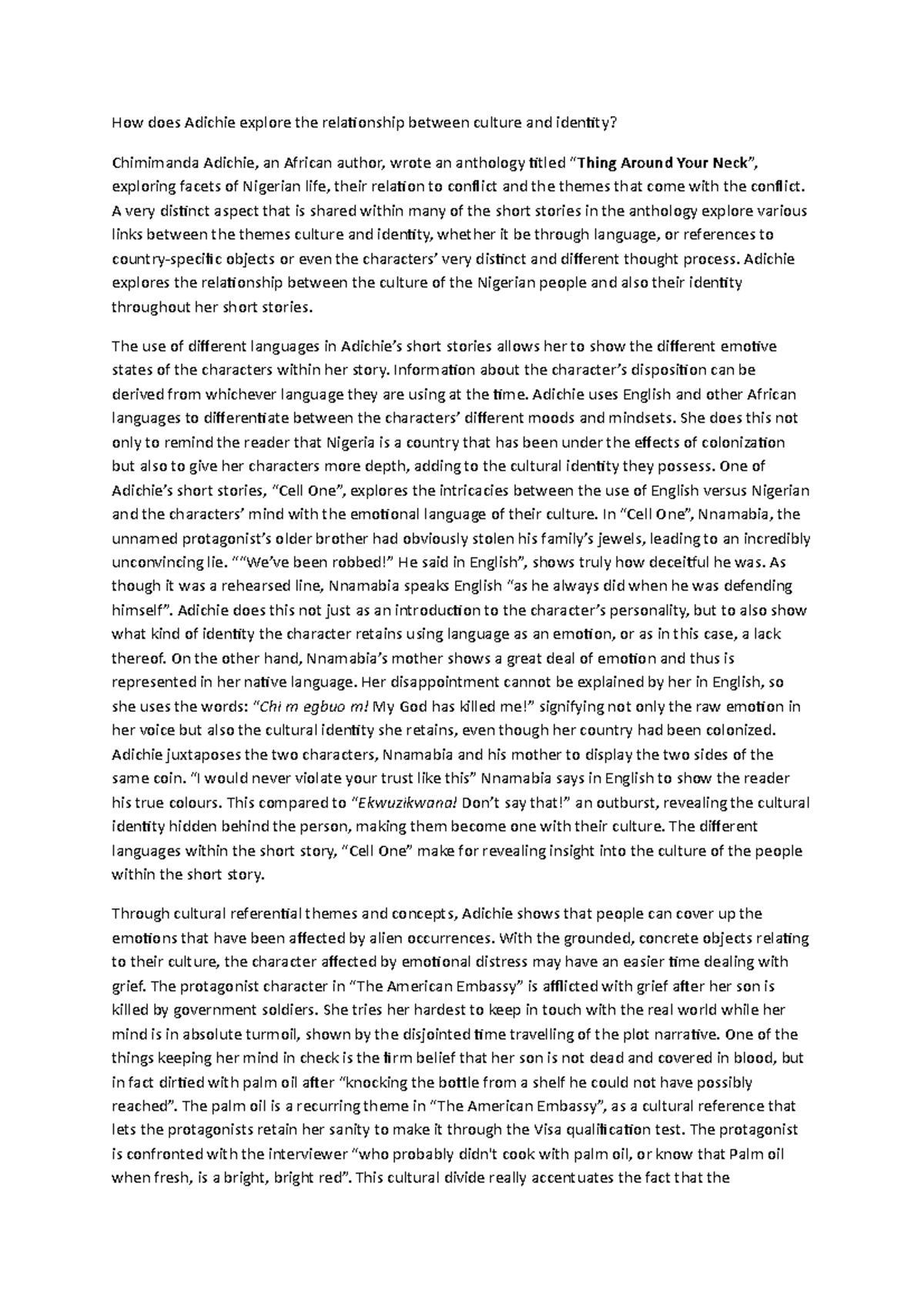 Text Response Things around my neck - ENG1000 - VU - Studocu