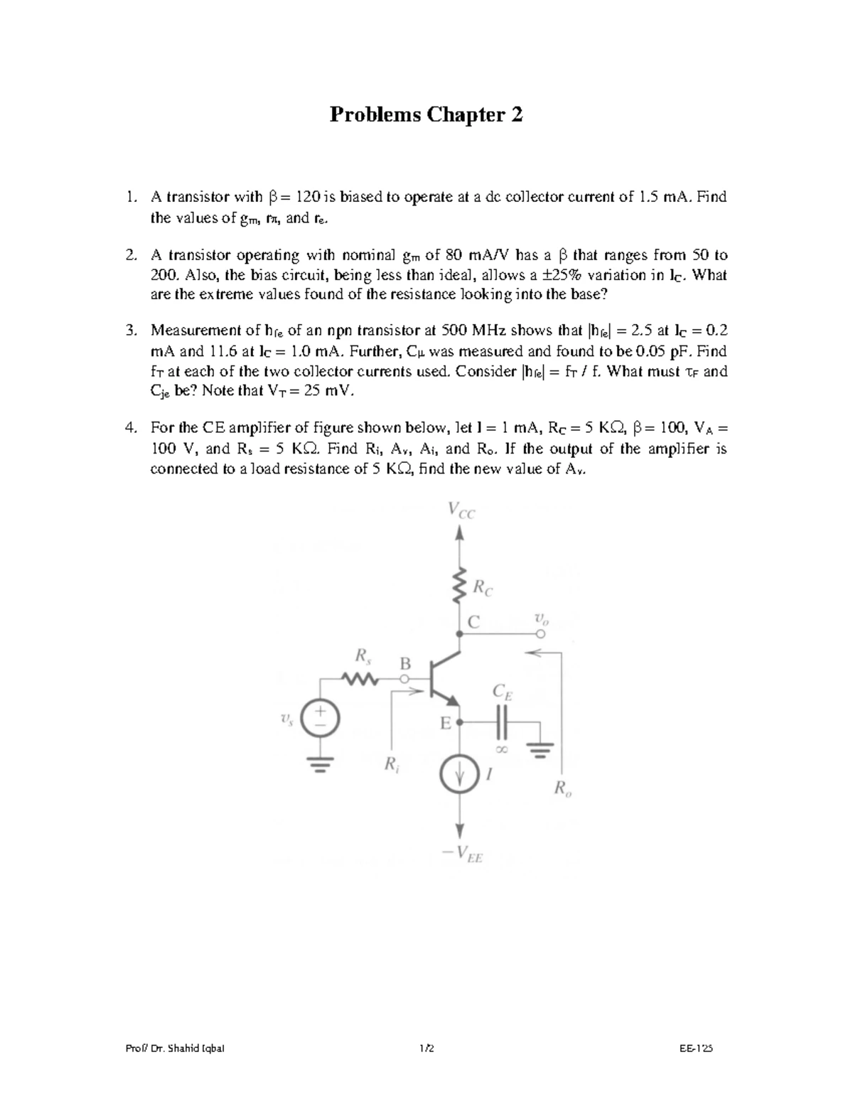EE-125 Assignment #2: Electronic Devices & Circuits-I Solutions - Studocu