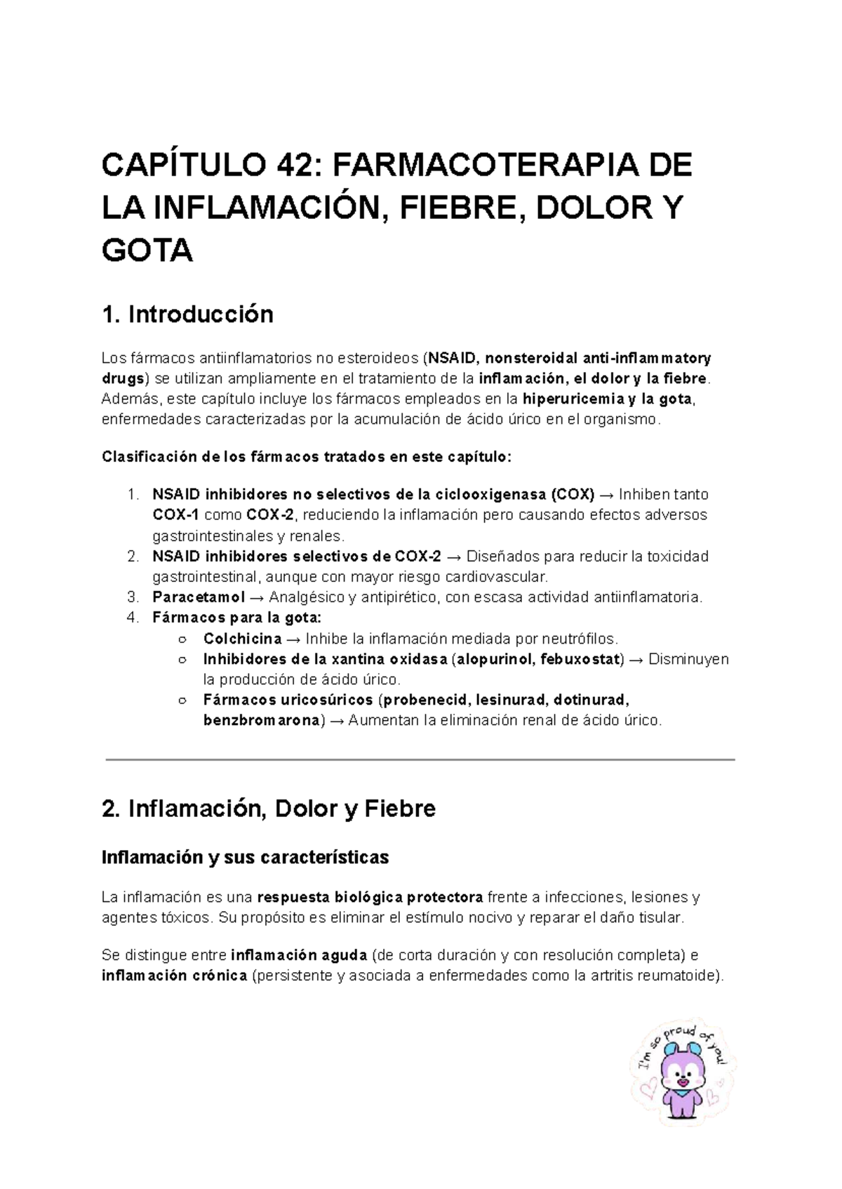 Capítulo 42: Farmacoterapia Inflamación, Fiebre, Dolor y Gota - Document Preview