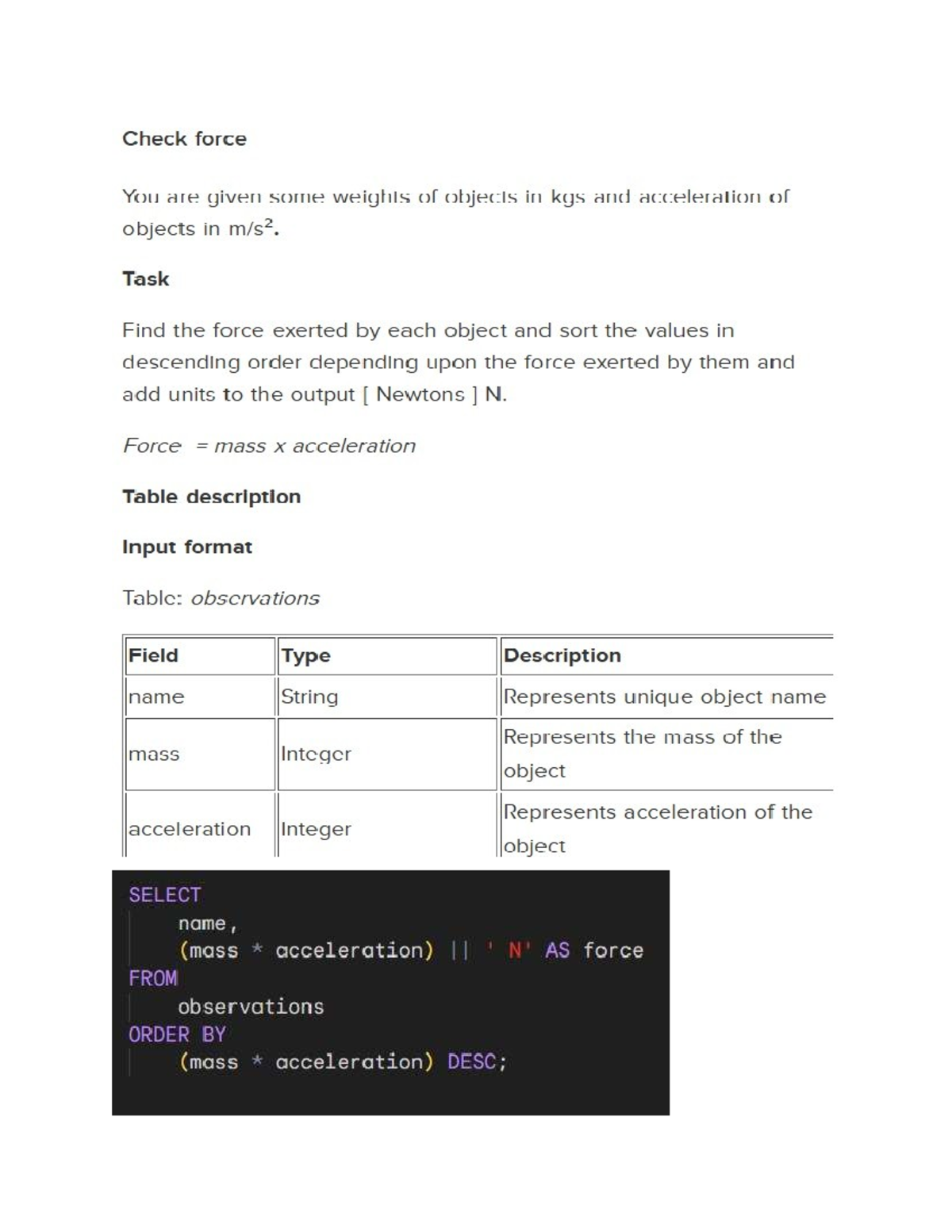 SQL Queries for Force Calculation, Insurance Claims, Coffee Sales, and ...