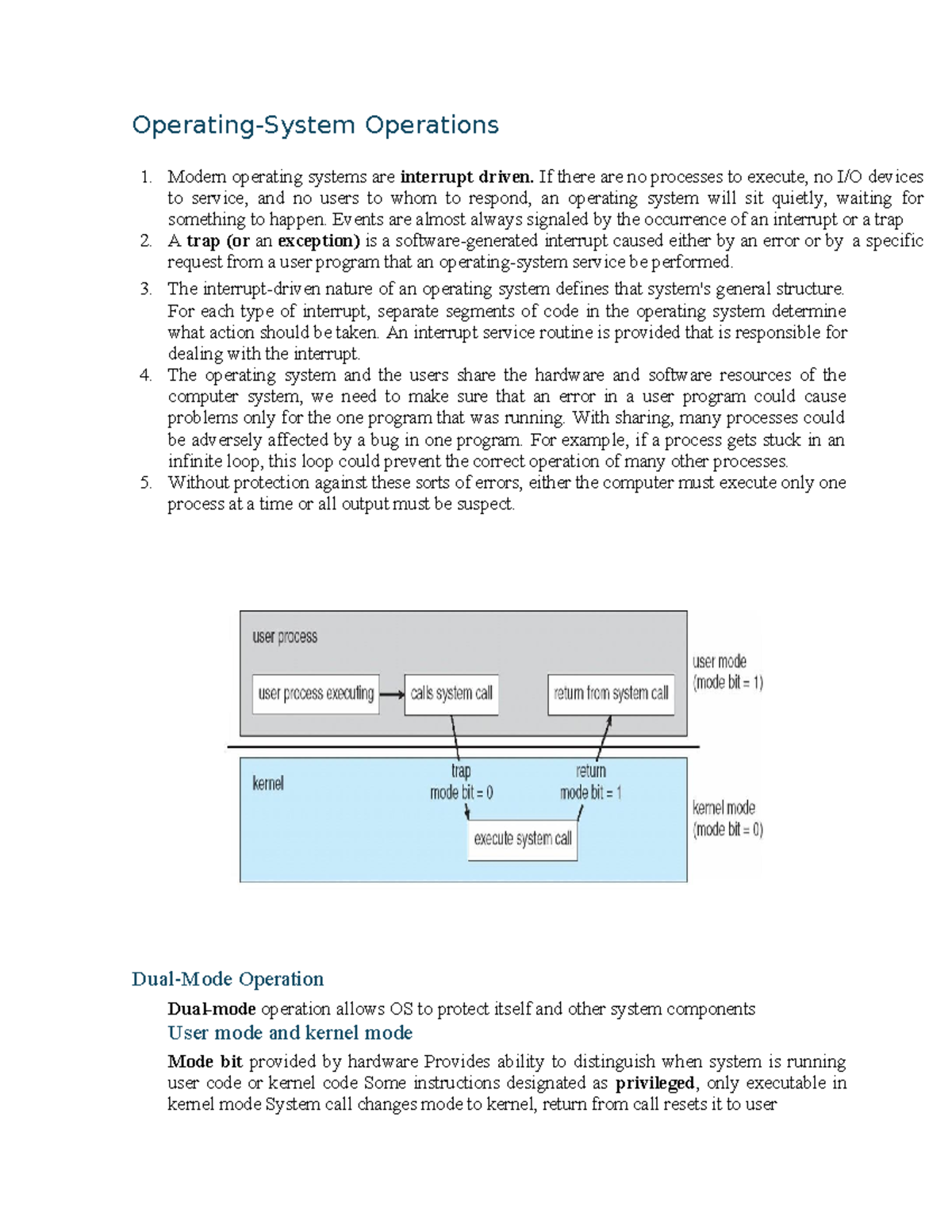 Dual Mode Operation in OS: Key Concepts and Mechanisms - Studocu