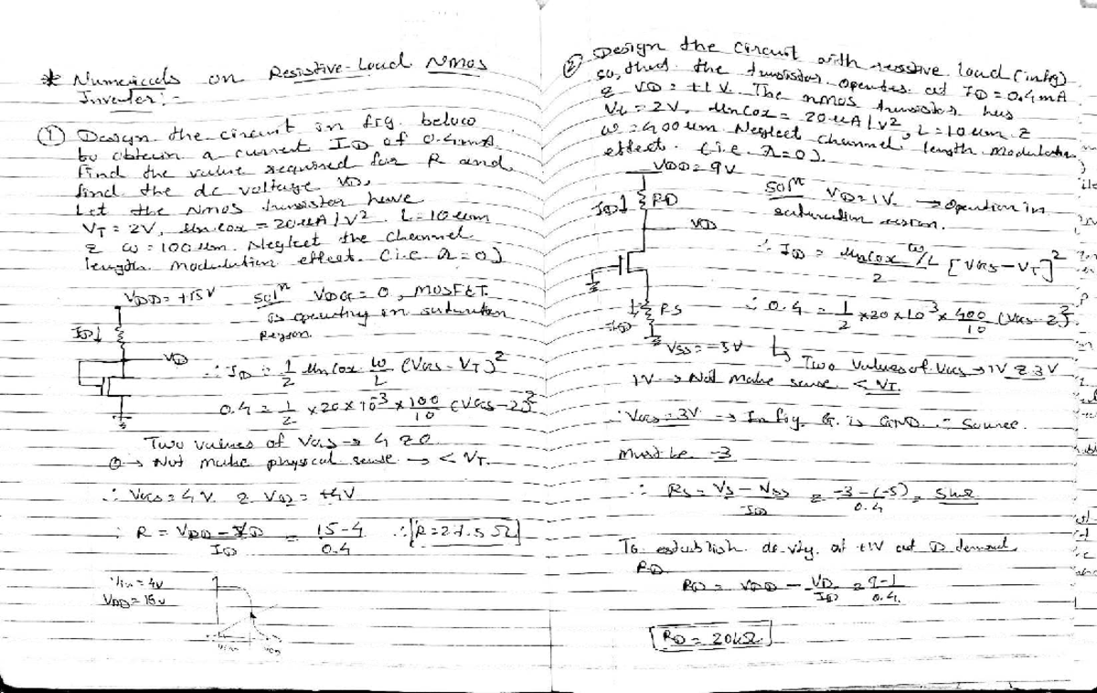 VLSI NMOS Design Numericals Notes for Course Code: VLSI 101 - Studocu