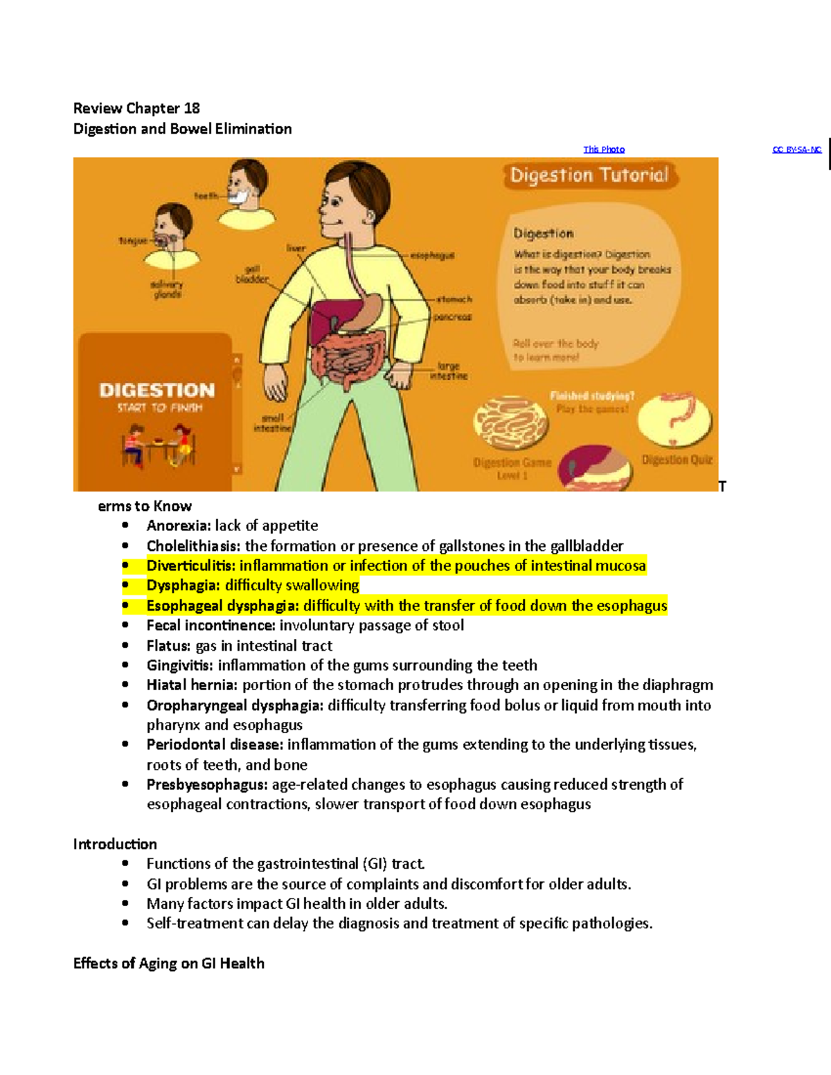 Review of Chapter 18: Aging Effects on Digestion & Bowel Elimination ...