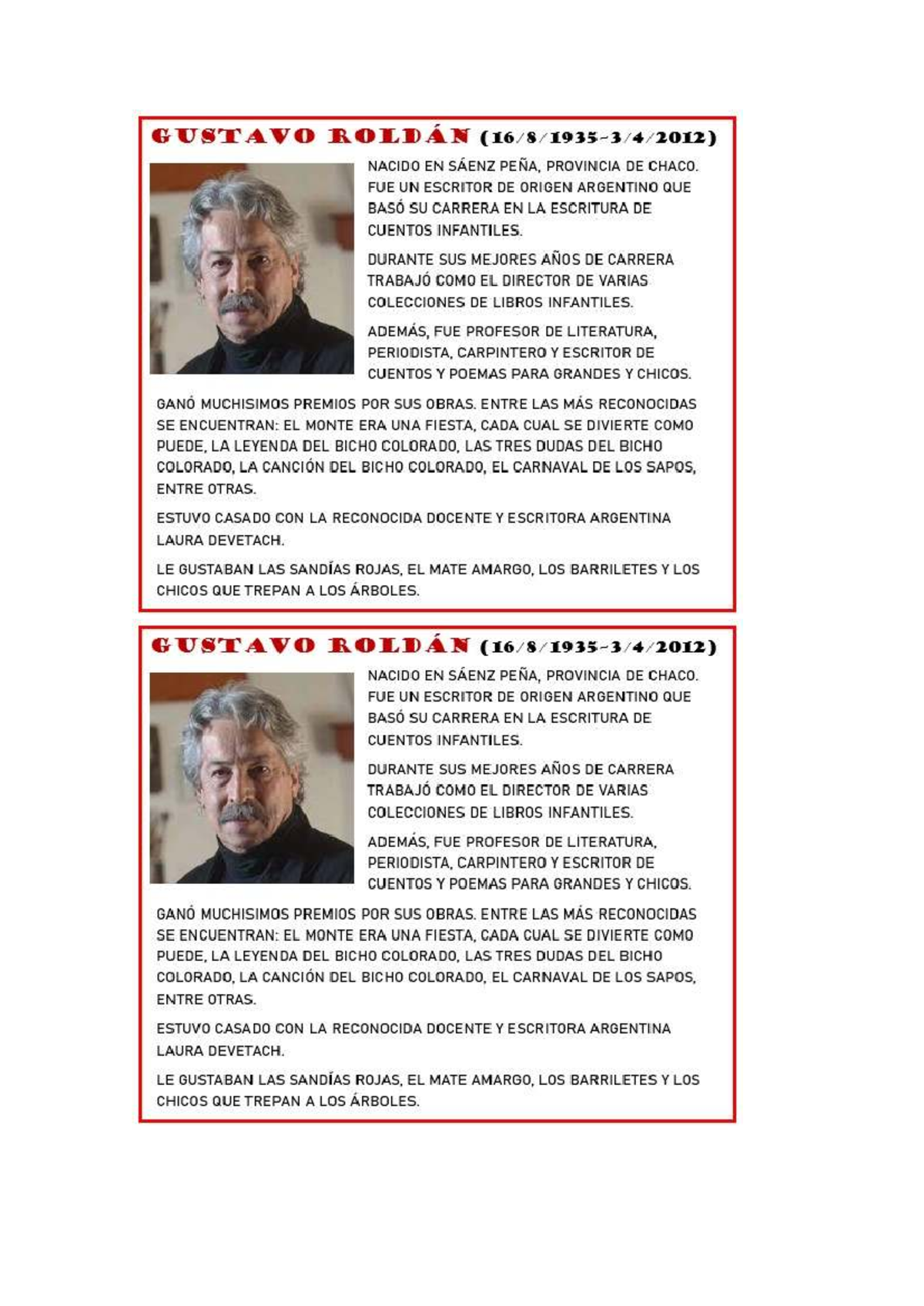 Biografía de Gustavo Roldán: Escritor Infantil Argentino - Studocu