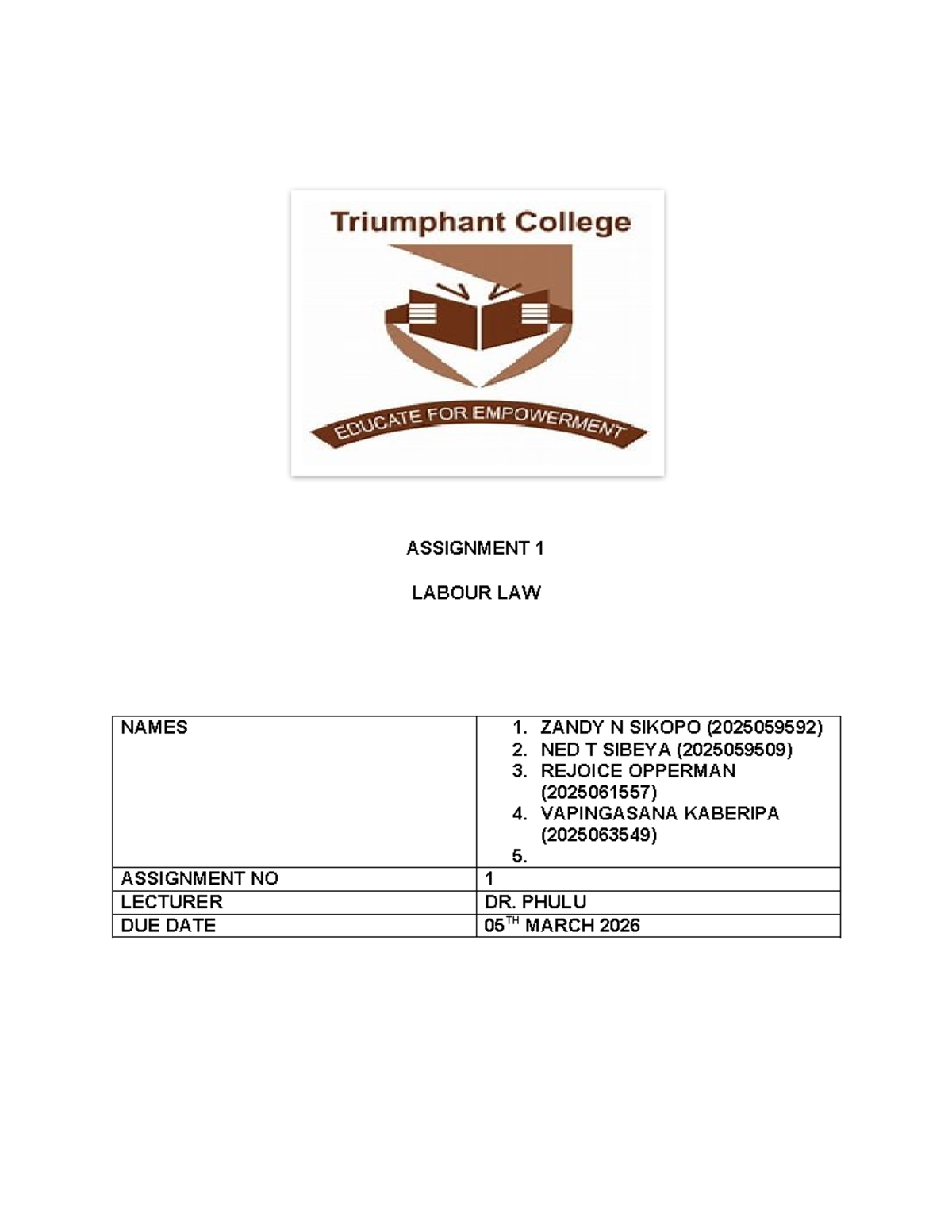 Labour Law Assignment: Fair Dismissal & Procedural Justice Analysis ...