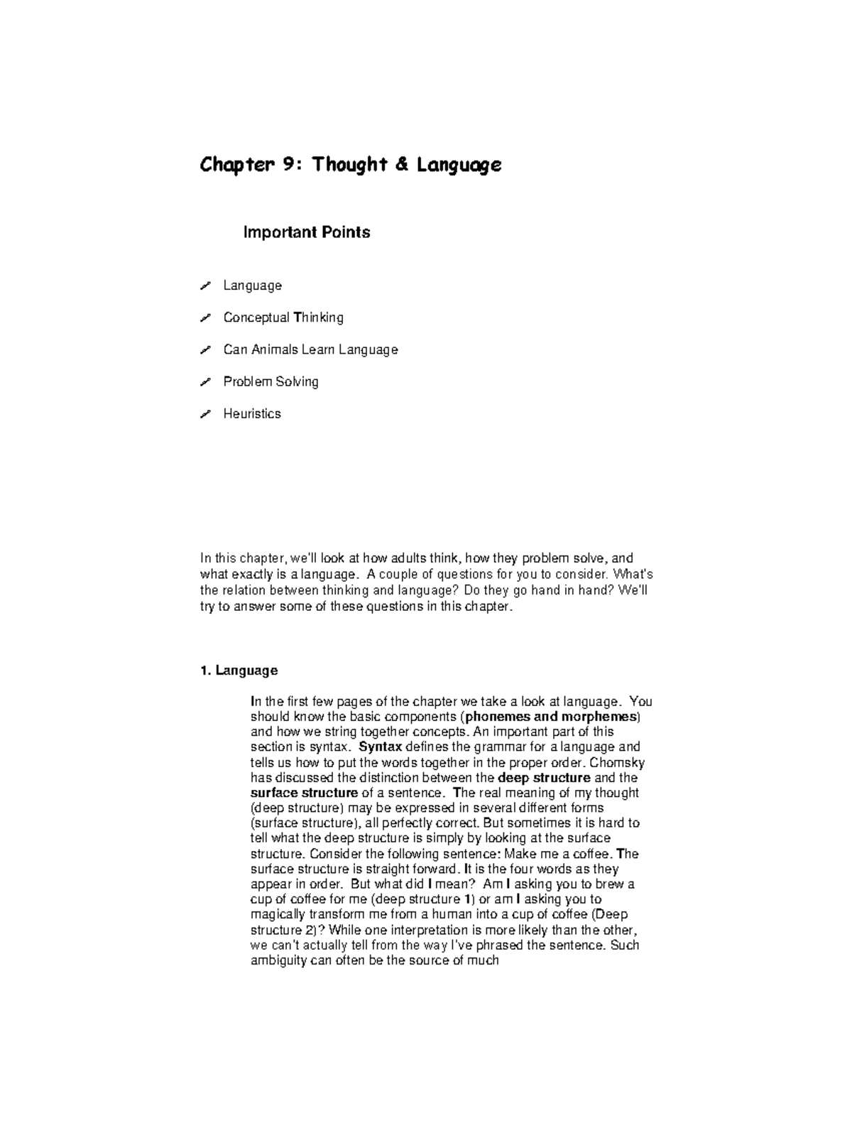 PSY101 - Lecture Notes: Summary of Chapter 9 - Thought & Language - Studocu