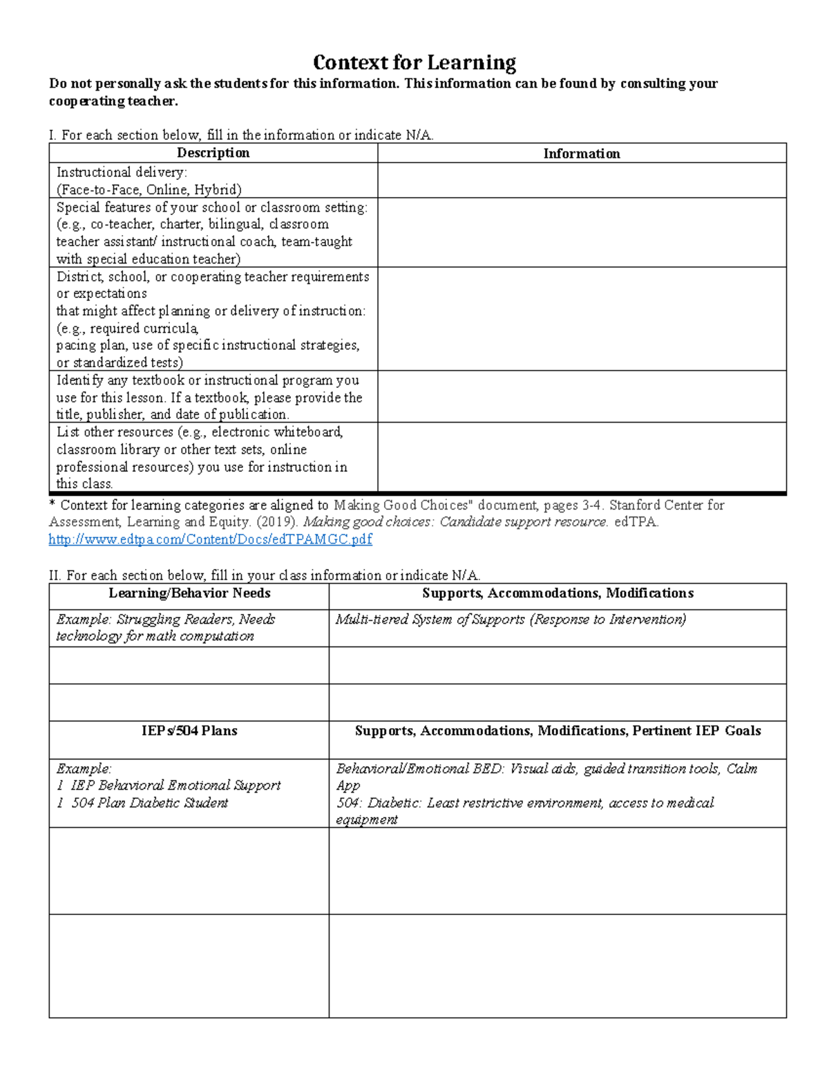 EDT 101: Context for Learning - Instructional Delivery & Support Info ...
