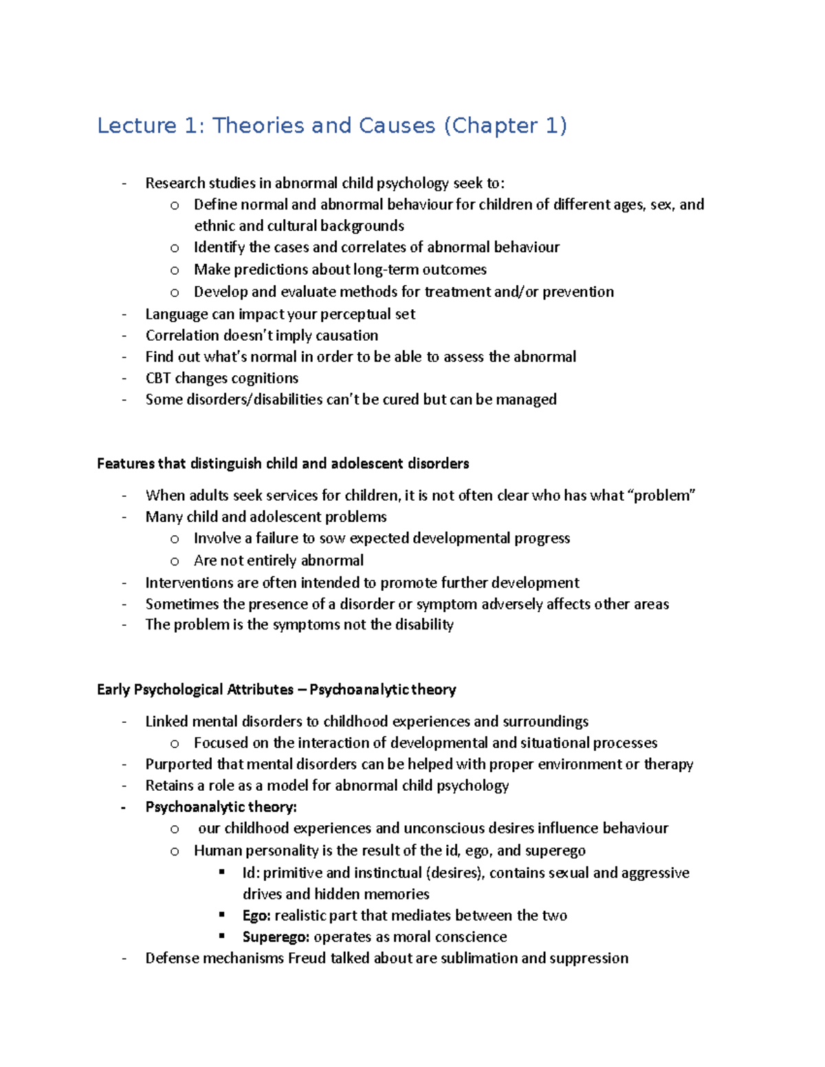 PSYC 3220 Lecture Notes: Theories and Insights on Child Psychology ...