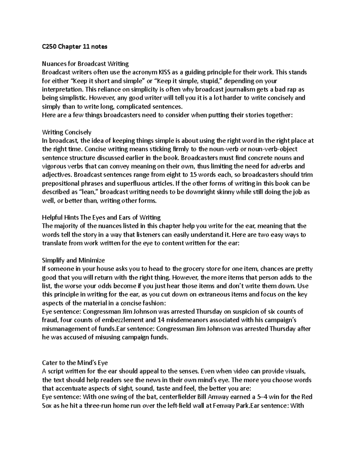 C250 Chapter 11 notes - C250 Chapter 11 notes Nuances for Broadcast ...
