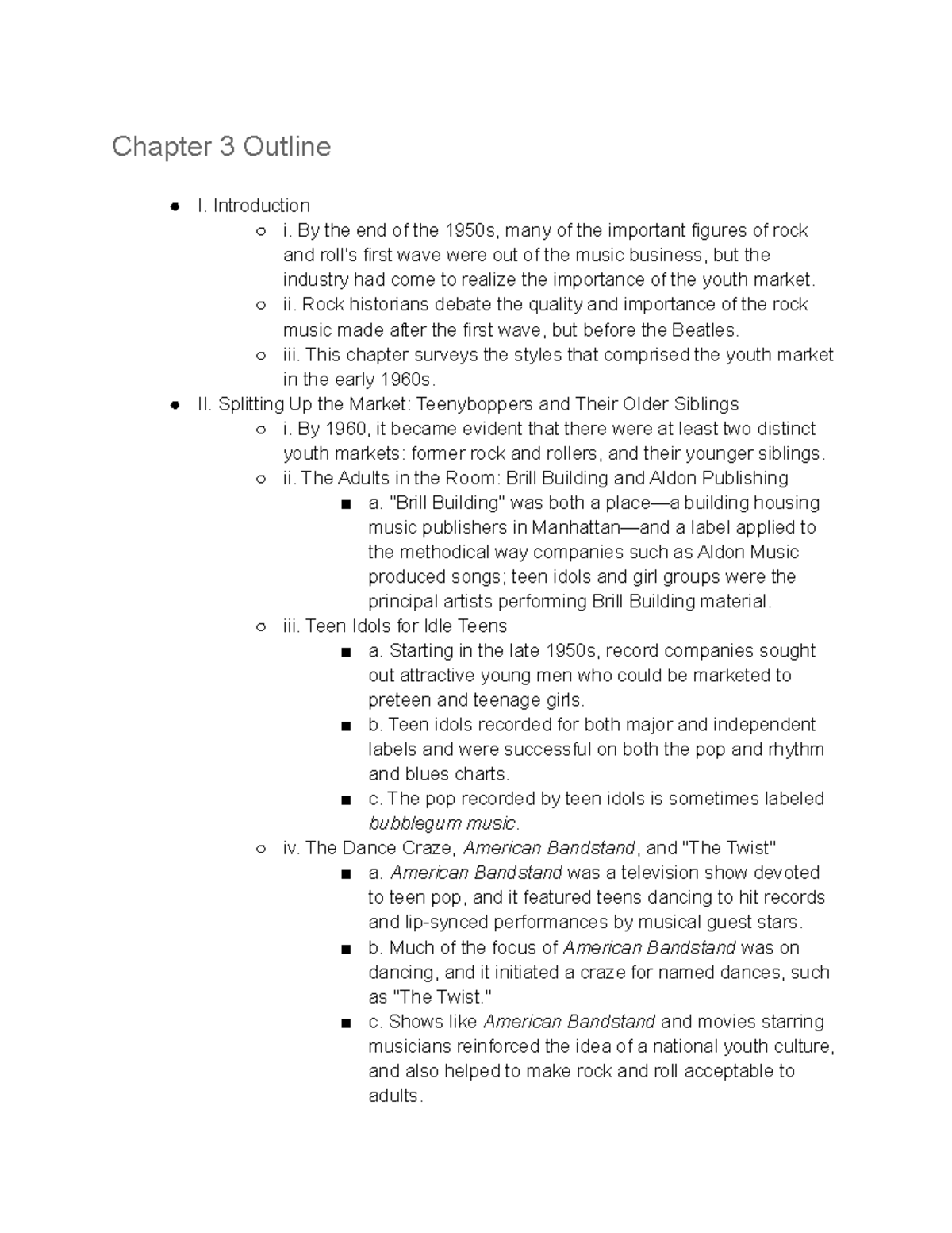 History of Rock and Roll: Chapter 3 Outline and Analysis - Studocu