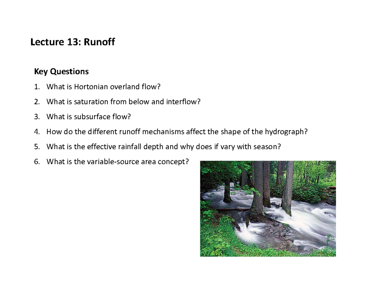 Geosci 101: Lecture 13 - Runoff Mechanisms and Hydrograph Analysis ...