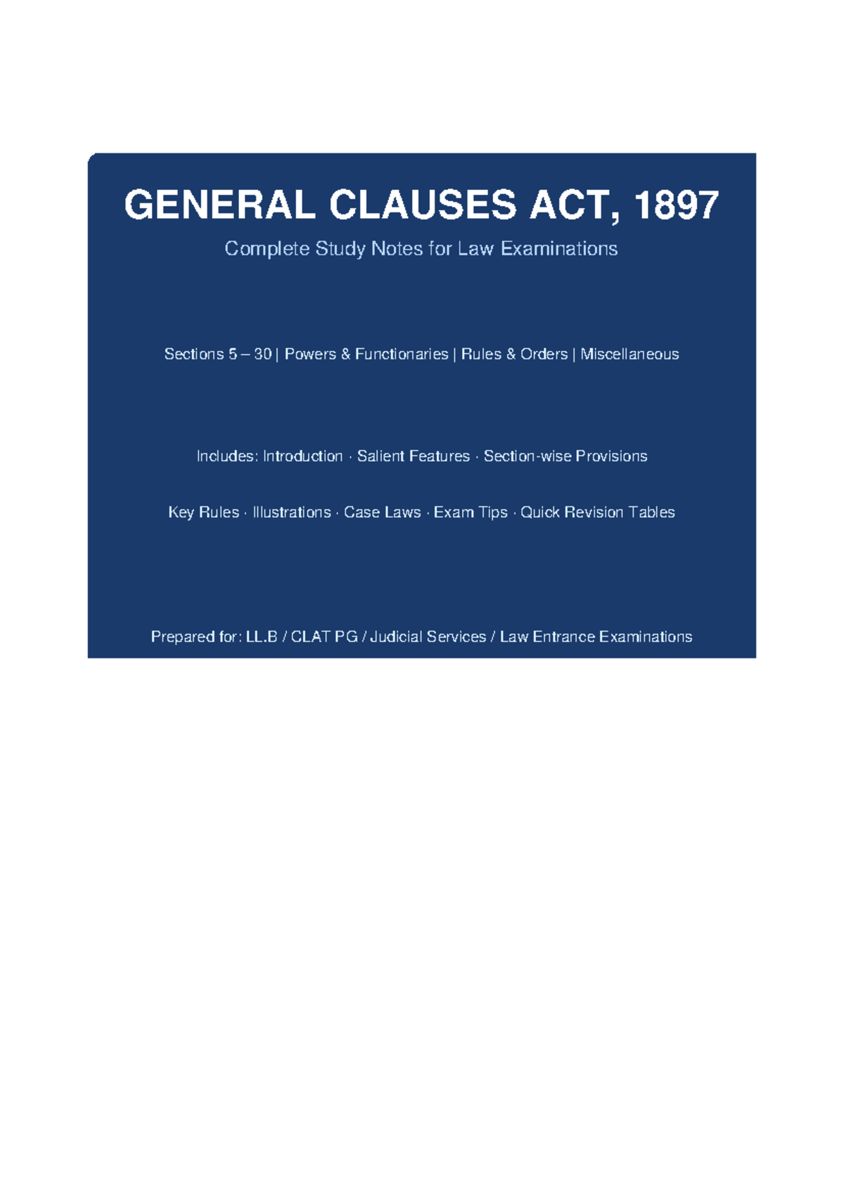 General Clauses Act, 1897: Comprehensive Study Notes for LL.B Exams ...