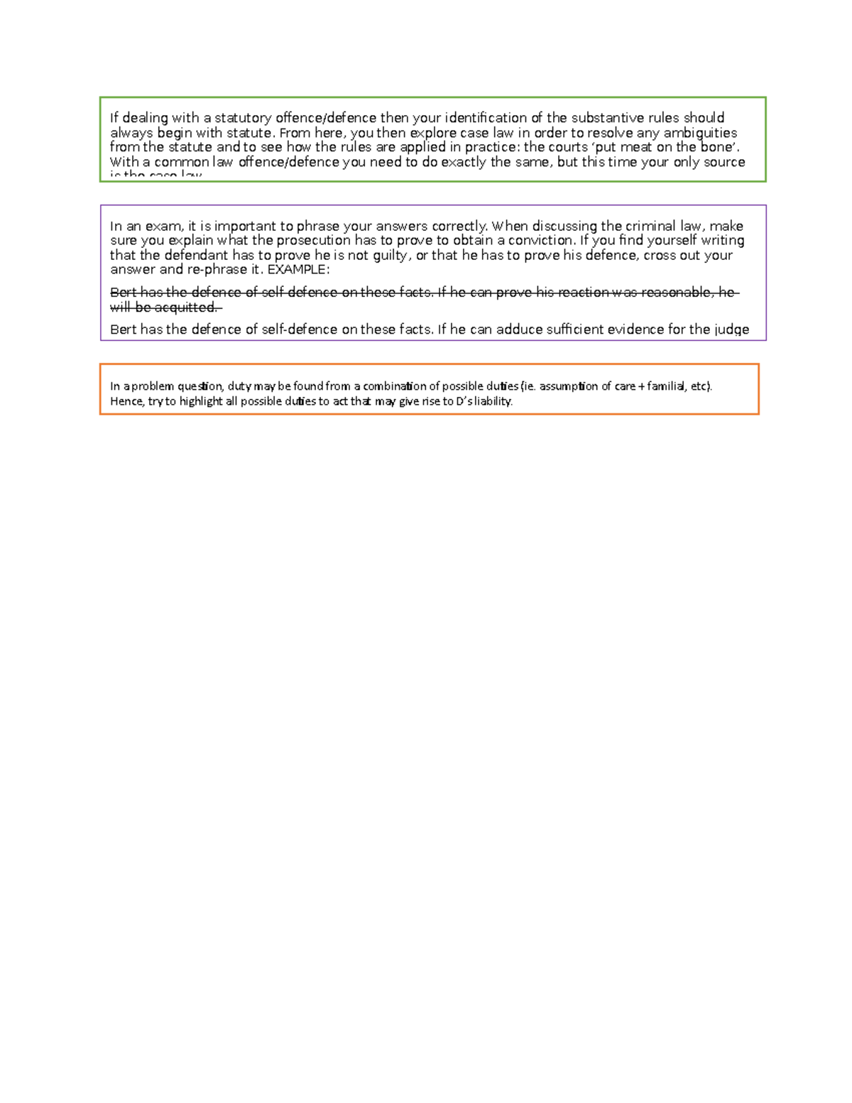 Exam Notes from Hogan - If dealing with a statutory ofence/defence then ...