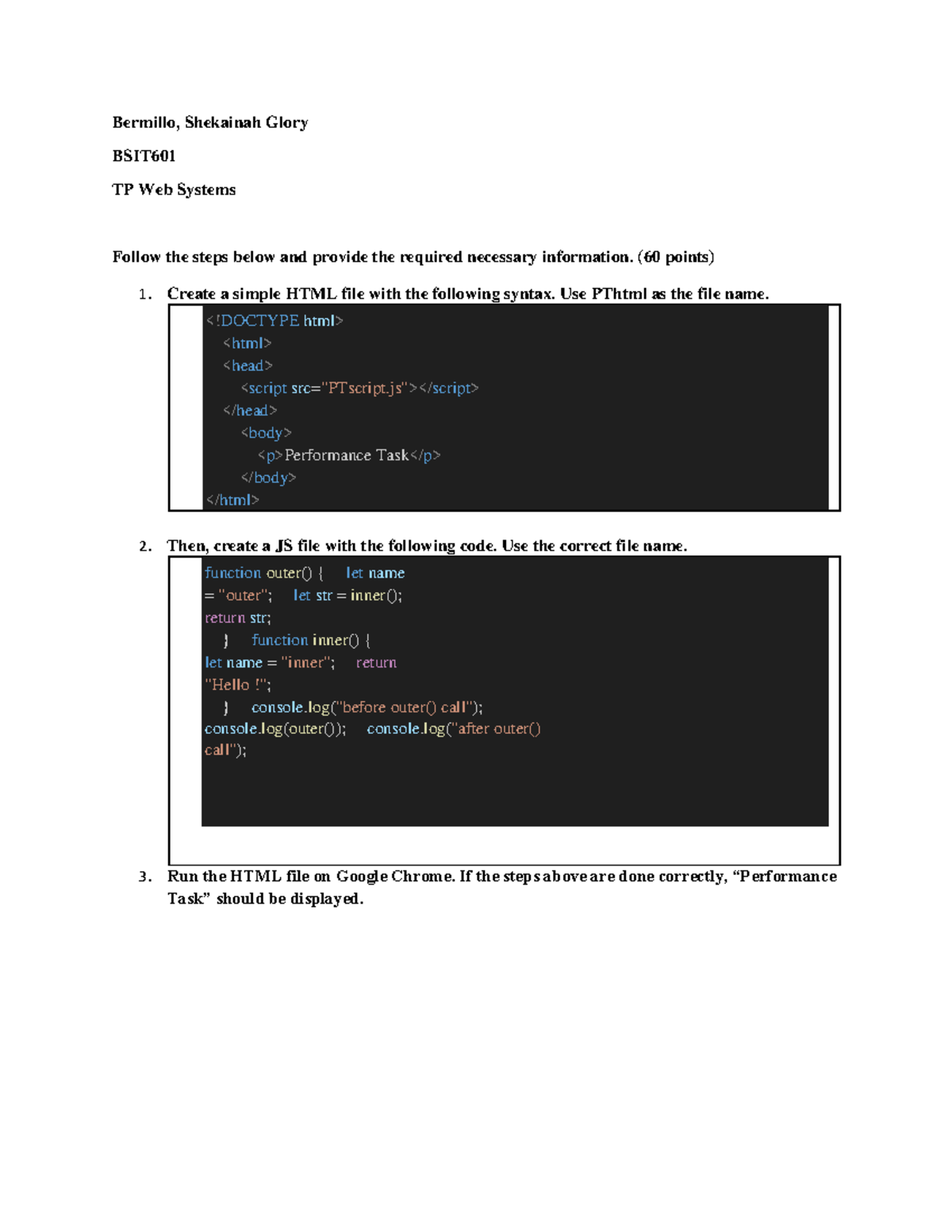 TP Performance Task Instructions for BSIT Web Systems (07Task) - Studocu