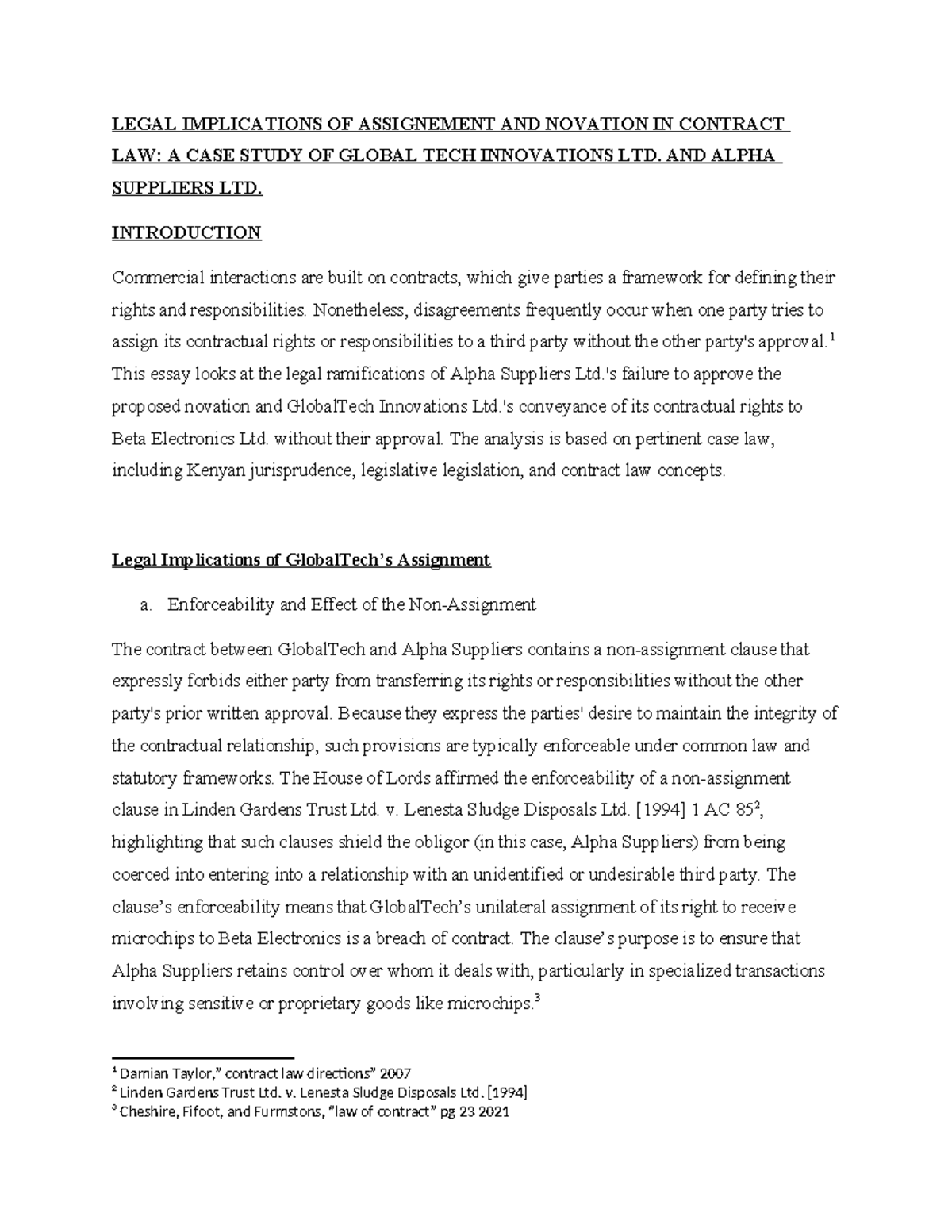 Legal Implications of Assignment & Novation in Contract Law: A Study on ...