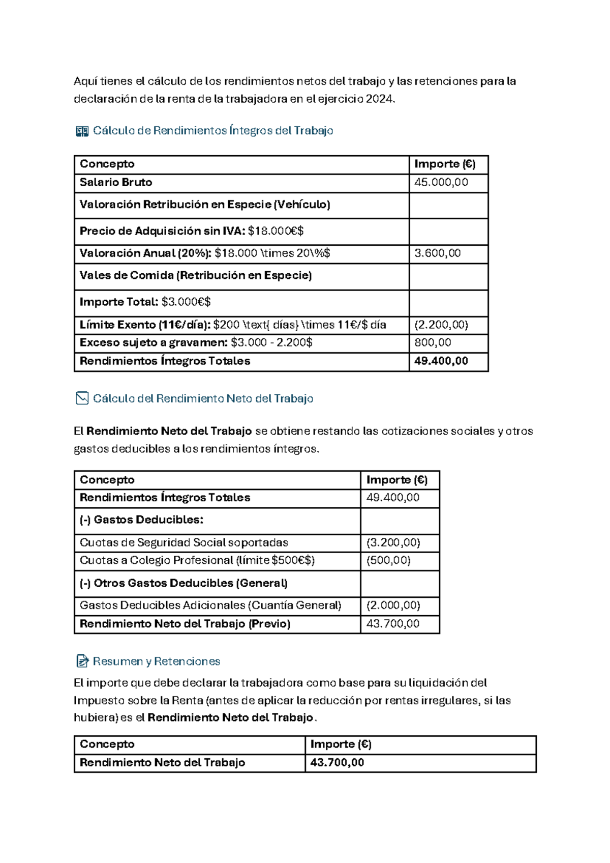 Cálculo de Rendimientos Netos del Trabajo para IRPF 2025 - Studocu