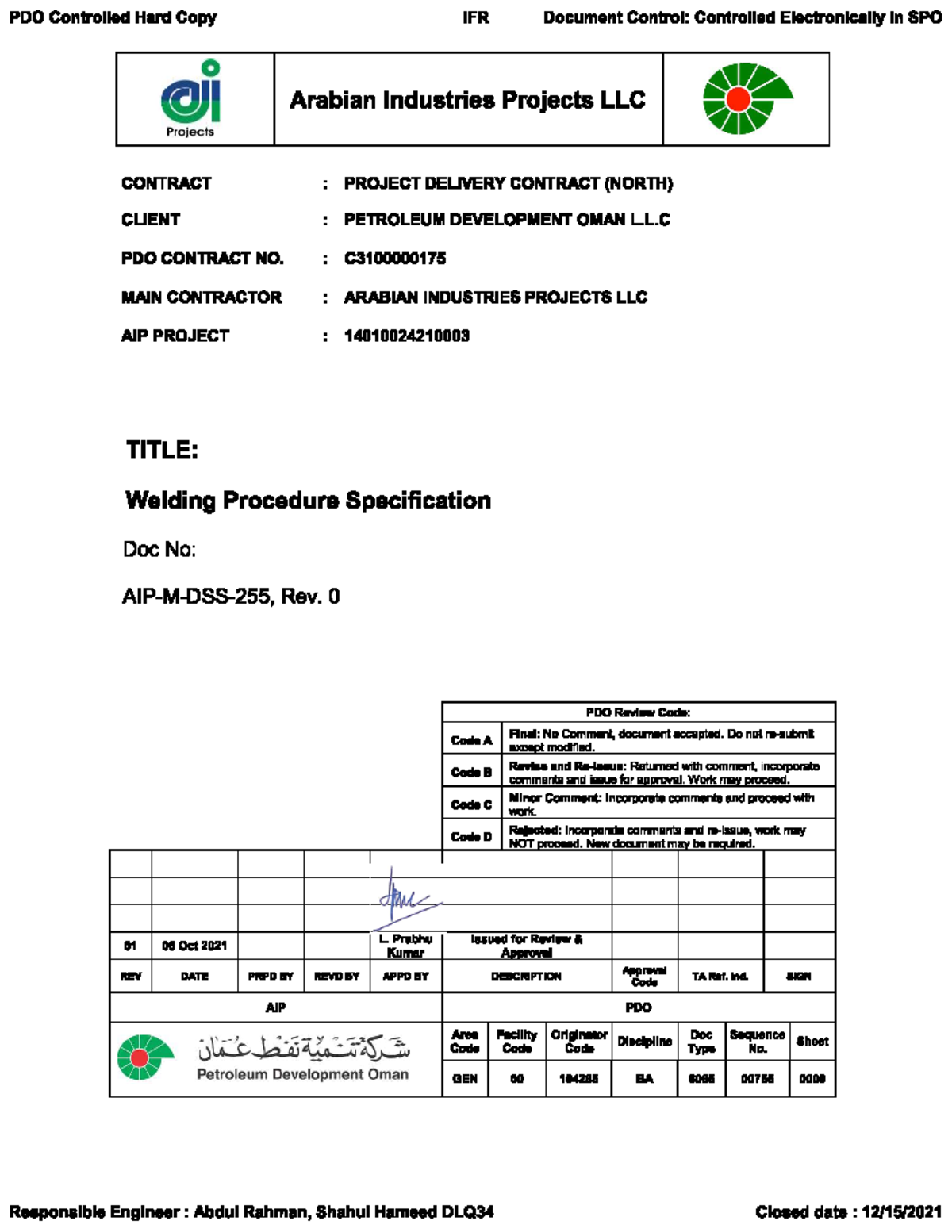 WPS-255-CODE B - Welding Professional Guidelines and Procedures - Studocu