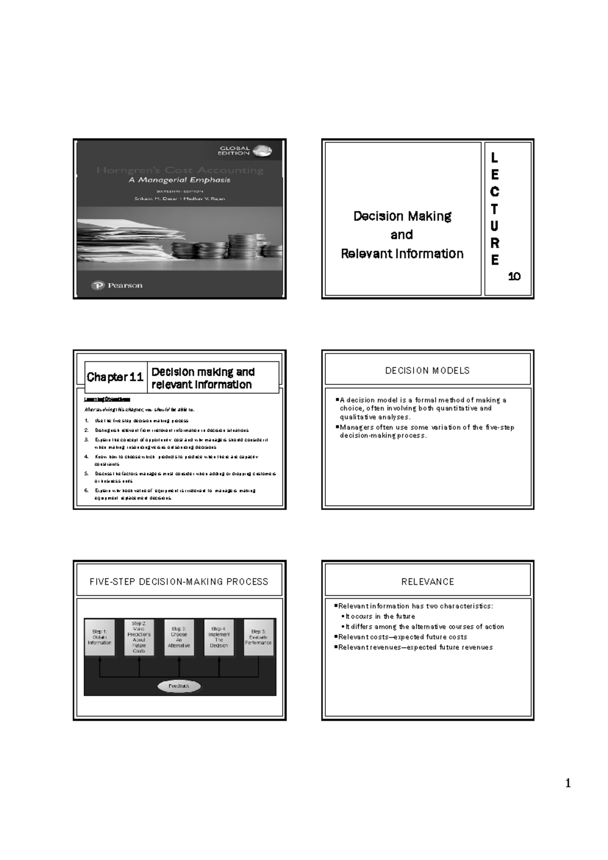 Lecture 10: Decision Making & Relevant Info (Chapter 11) - Studocu