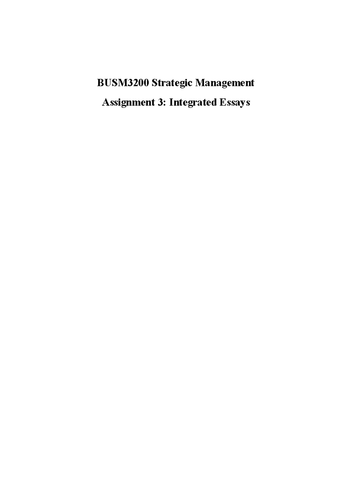 BUSM3200 Assignment 3 - A sample of what you might get - BUSM3200 ...