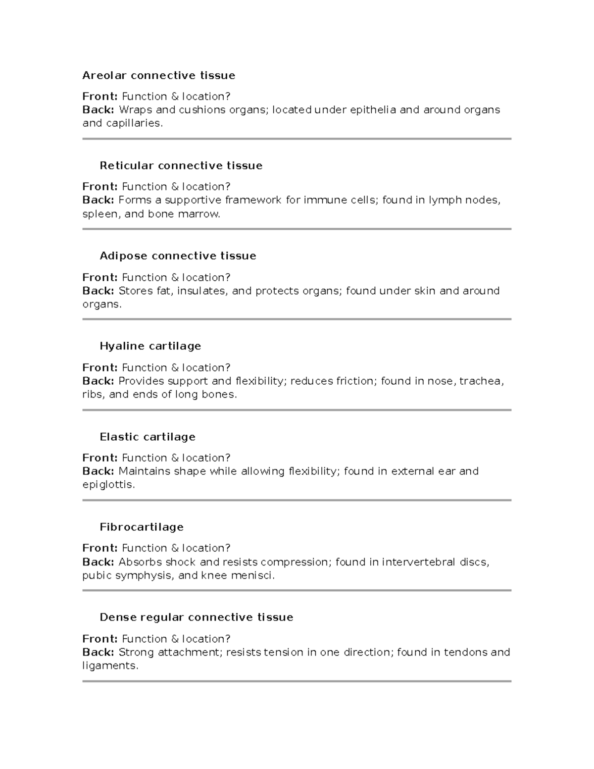 Connective Tissue Overview: Functions & Locations (BIO 101) - Studocu