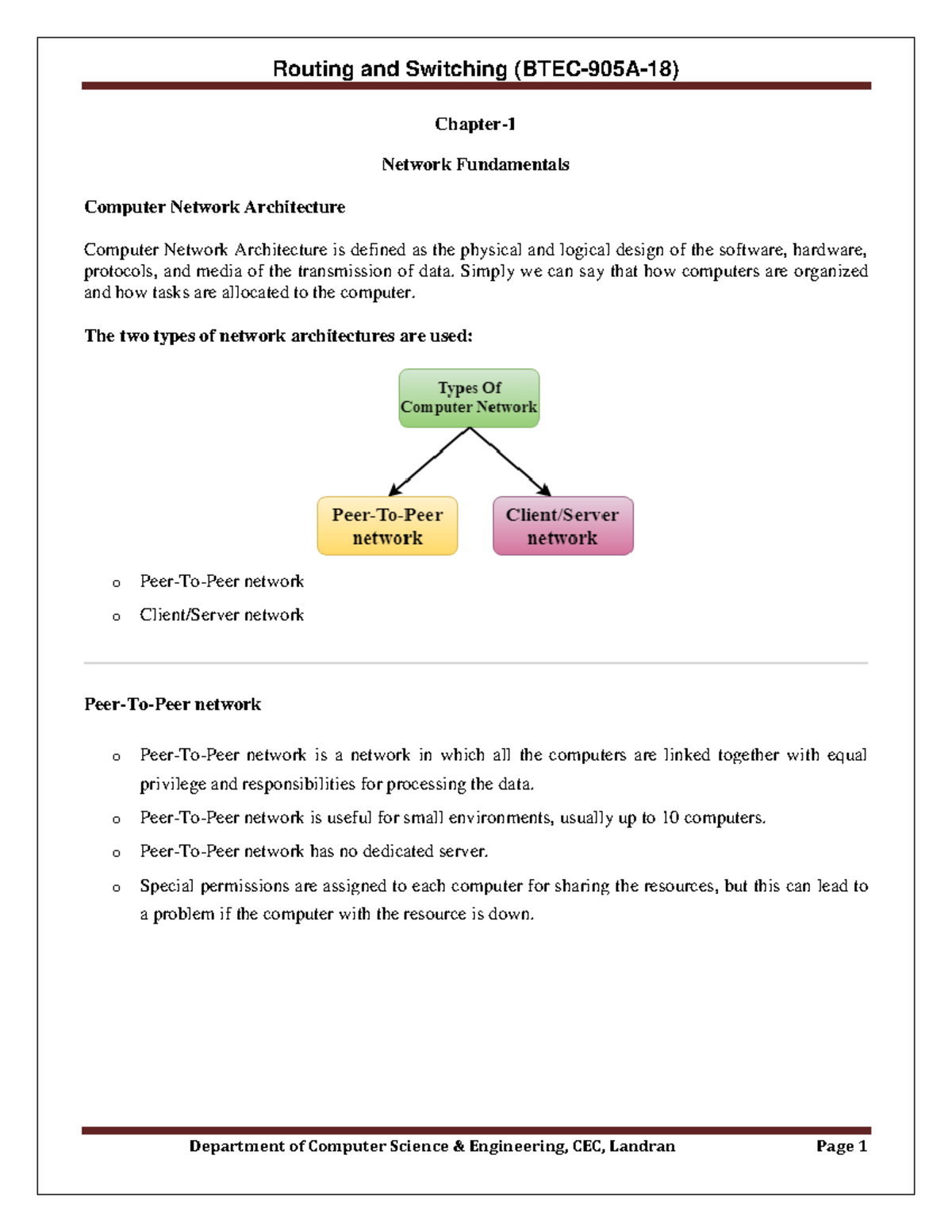 Chapter 1 (RS) - Fundamentals of Routing and Switching Concepts - Studocu