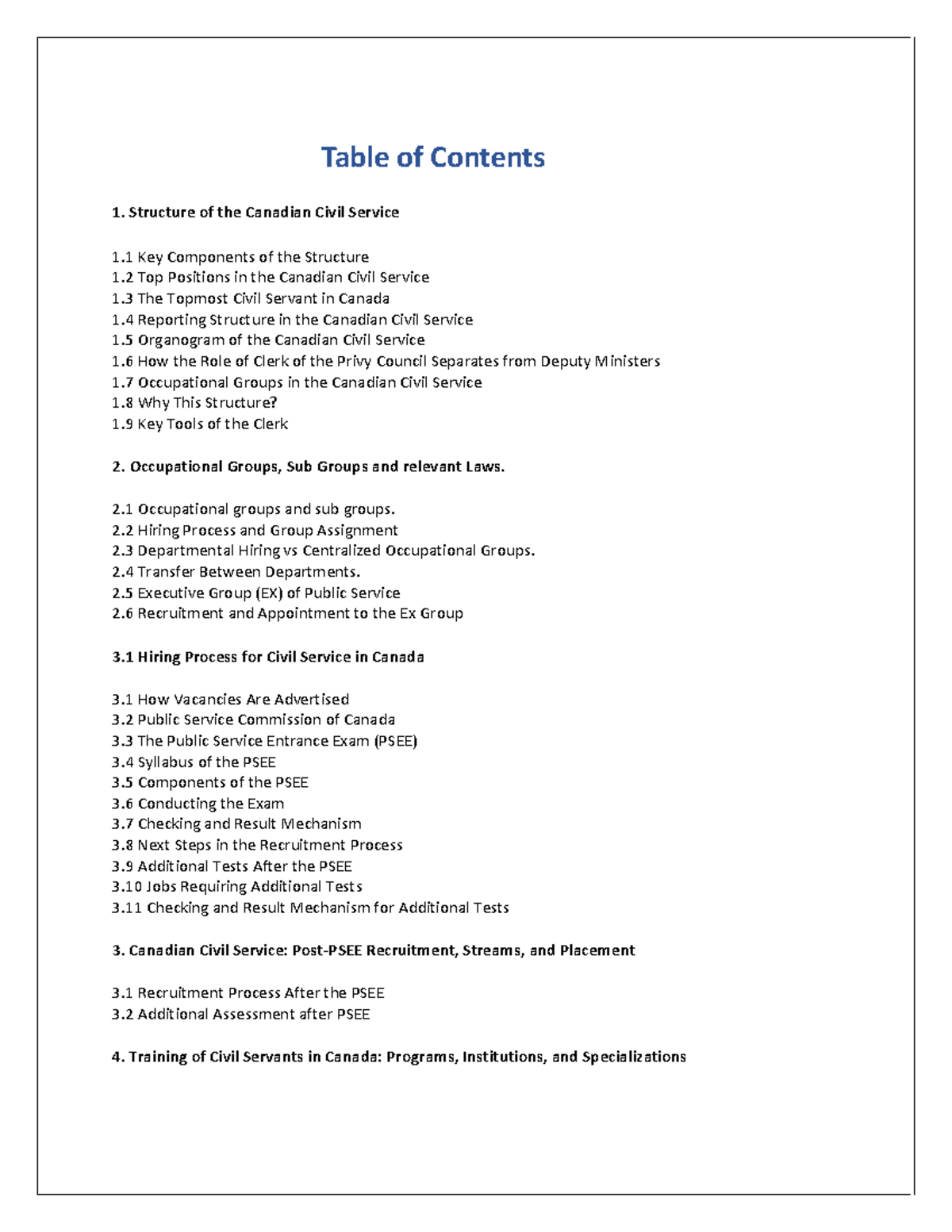 Civil Service Structure and Recruitment in Canada: A Comprehensive ...