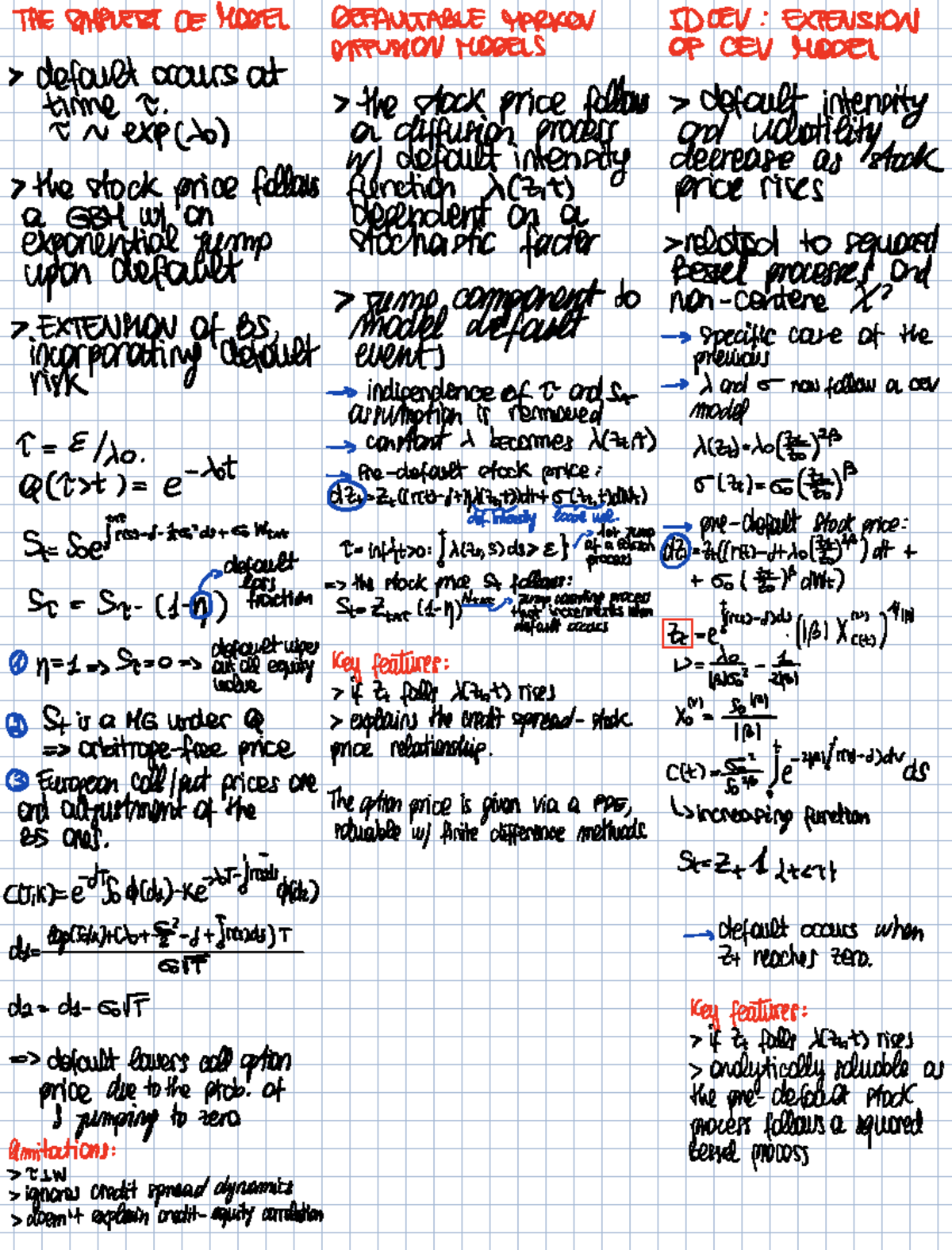 summary of the models - THE SIMPLEST OE MODEL DEFAULTABLE MARKOV 50 CEV ...