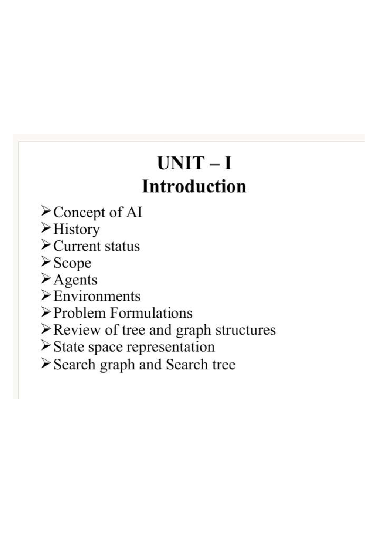 Unit I: Introduction to AI Concepts, History, and Current Status - Studocu
