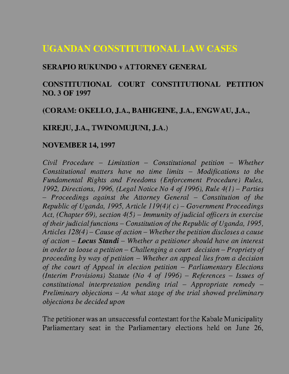 Constitutional Law Cases (UGA 301): Key Decisions & Principles - Studocu