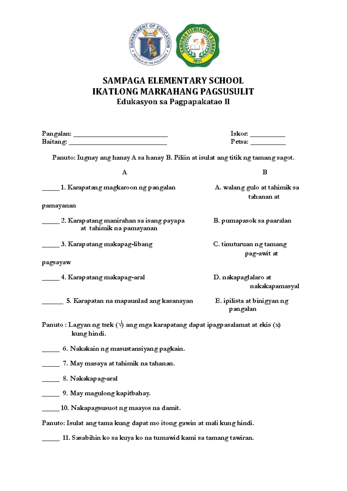 Assessment IN Learning Directions- Guidelines - ASSESSMENT IN LEARNING ...