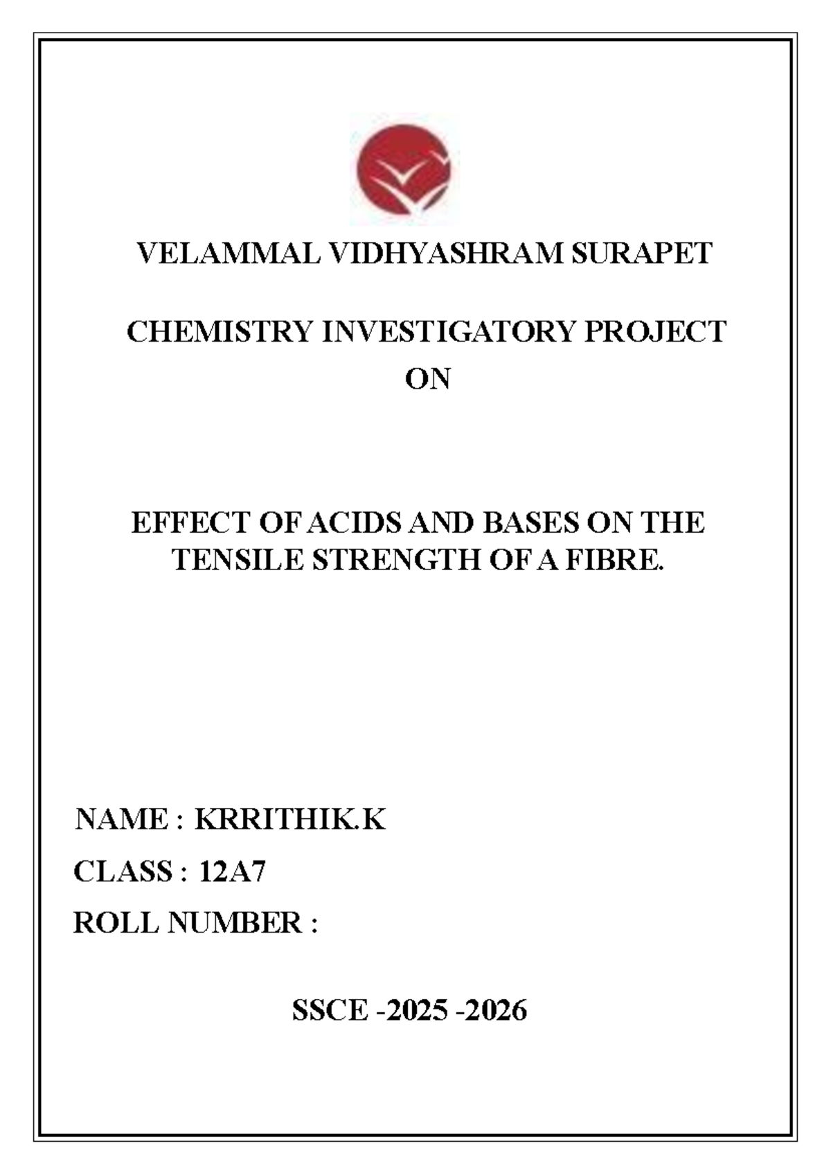 Chemistry Investigatory Project: Acids & Bases Effect on Fibre Strength ...
