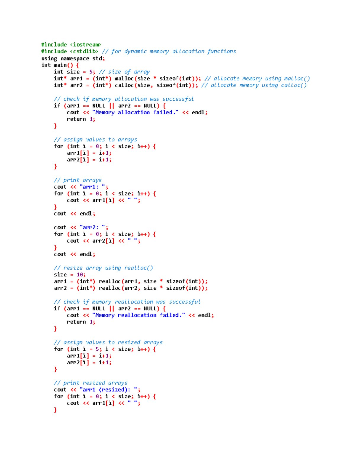 CS101 - Dynamic Memory Allocation and Array Resizing in C++ - Studocu