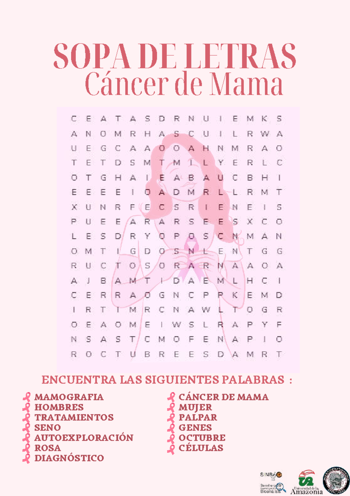 SOPA DE Letras Cancer DE MAMA - Biología - Cáncer de Mama SOPA DE ...