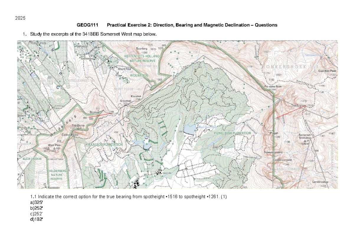 GEOG111 Practical Exercise 2: Bearings & Magnetic Declination Guide ...
