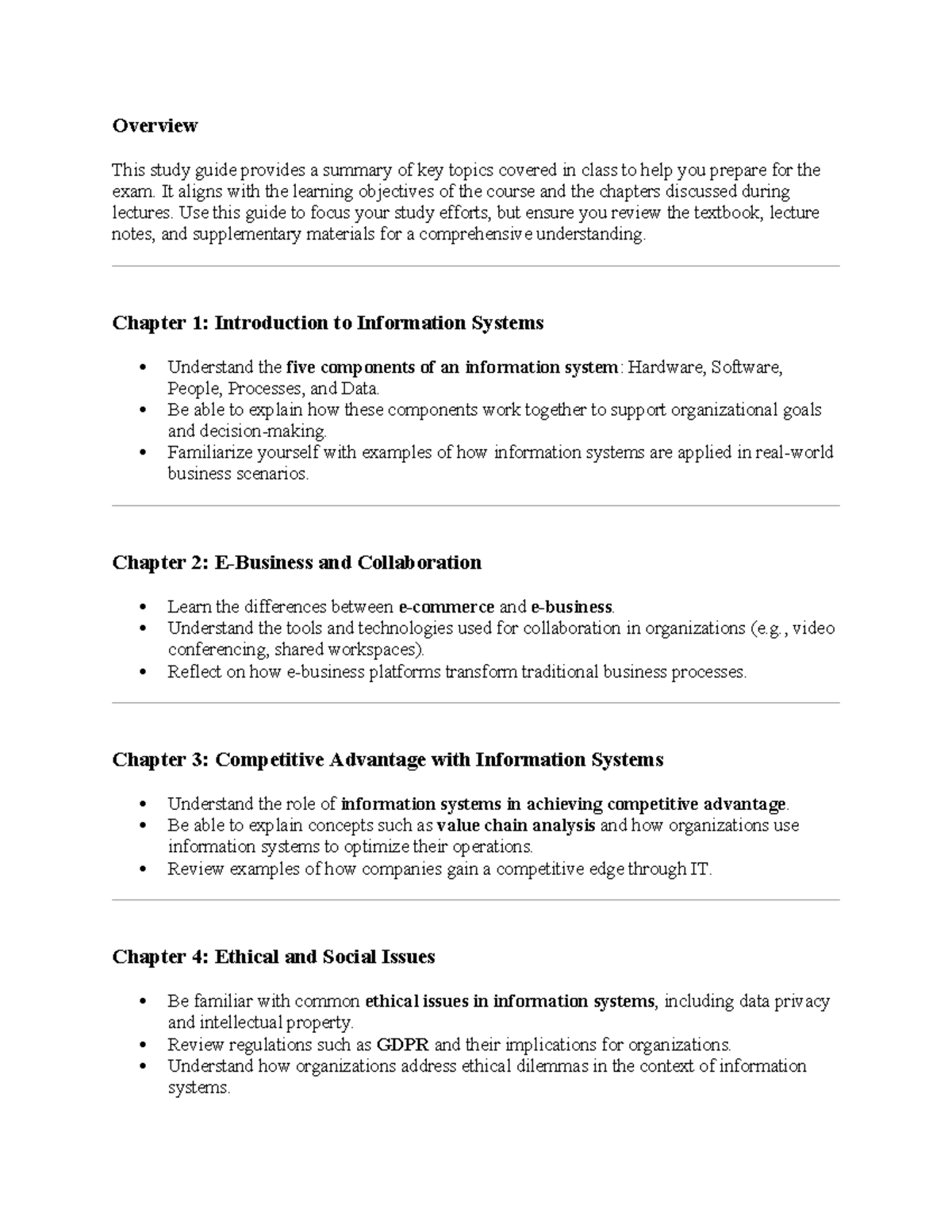 Principles of Info Sys Study Guide: Key Topics for Exam Prep - Studeersnel