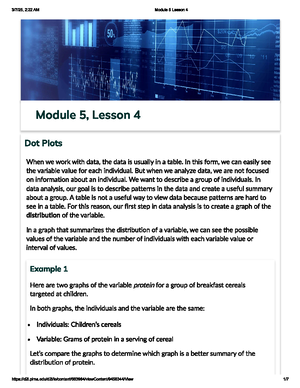 Module 5: Lesson 5 - Introduction to Dot Plots in Data Analysis - 2:27 ...