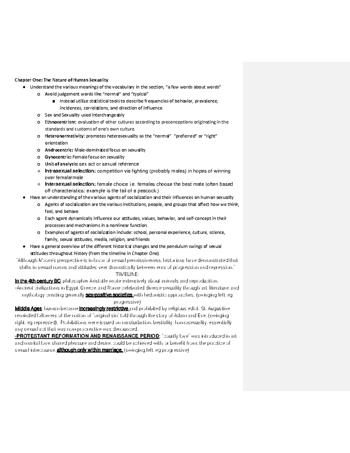 Human Sexuality 101: Exam 1 Comprehensive Study Guide - Studocu