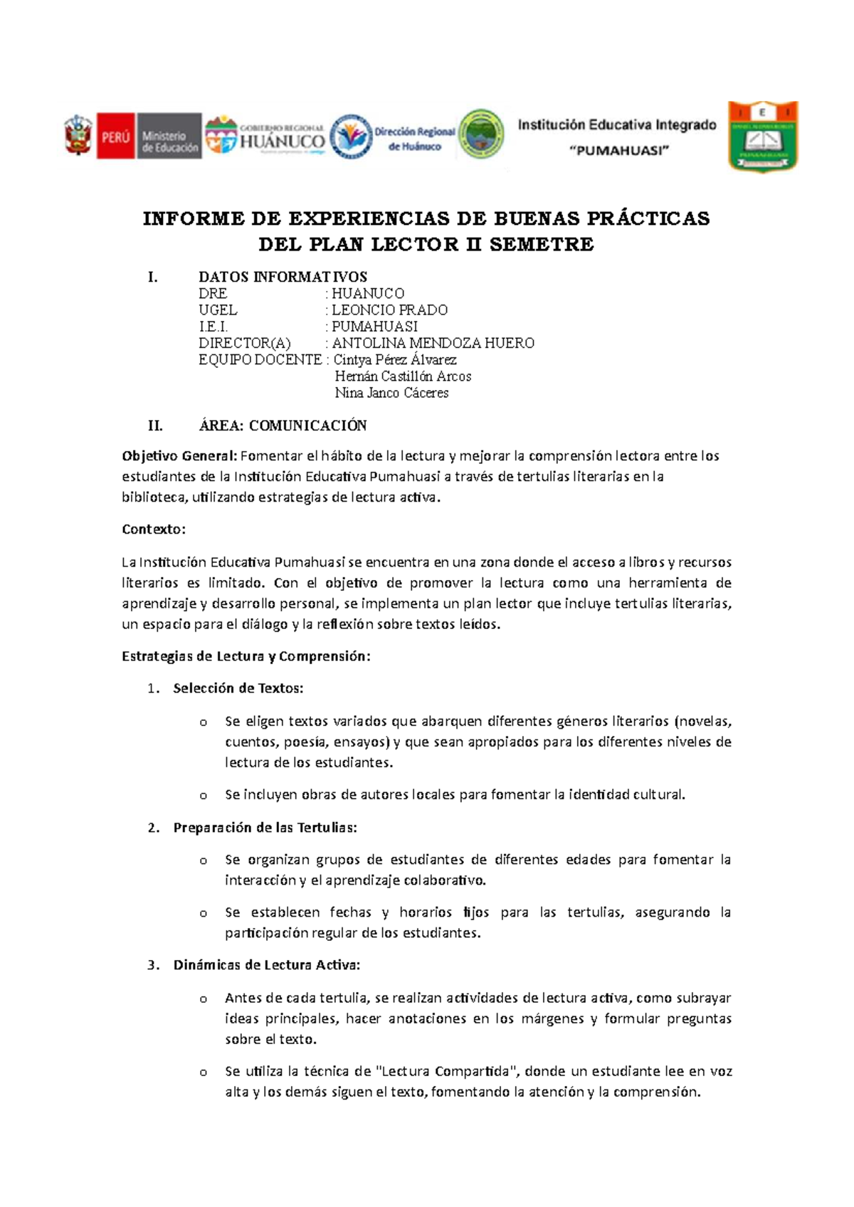 Experiencias Exitosas del Plan Lector 2024-II Semestre - Studocu