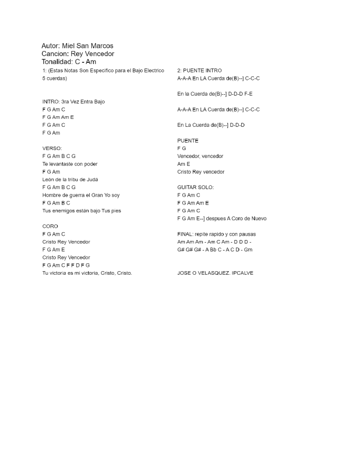 Notas para Bajo - 