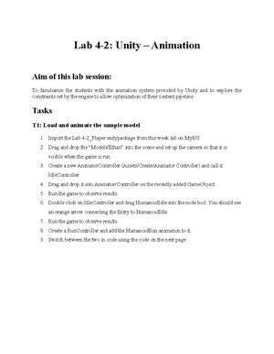 Lab 3-1 - Unity - scripting-C# - Lab 3-1: - Unity – C# Scripting Aim of ...