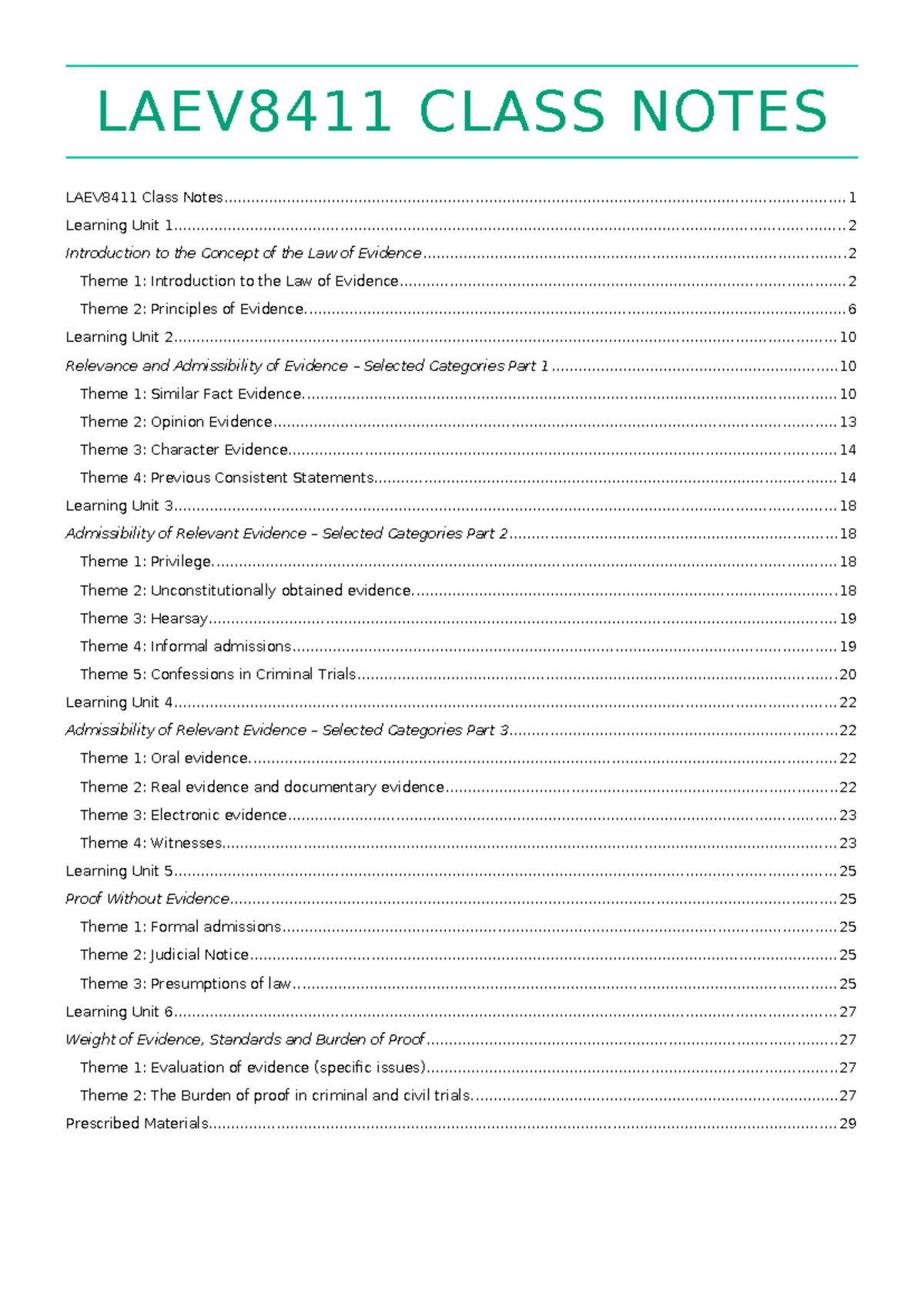 LU1 Notes - LEARNING UNIT 1 LO1: Explain The Key Concepts For Law Of ...