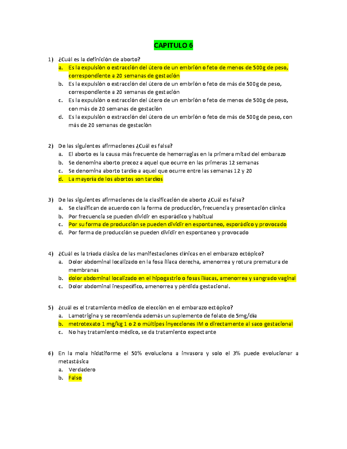 Banco de Preguntas y Respuestas en Ginecología y Obstetricia - Resumen 2023 - Document Preview