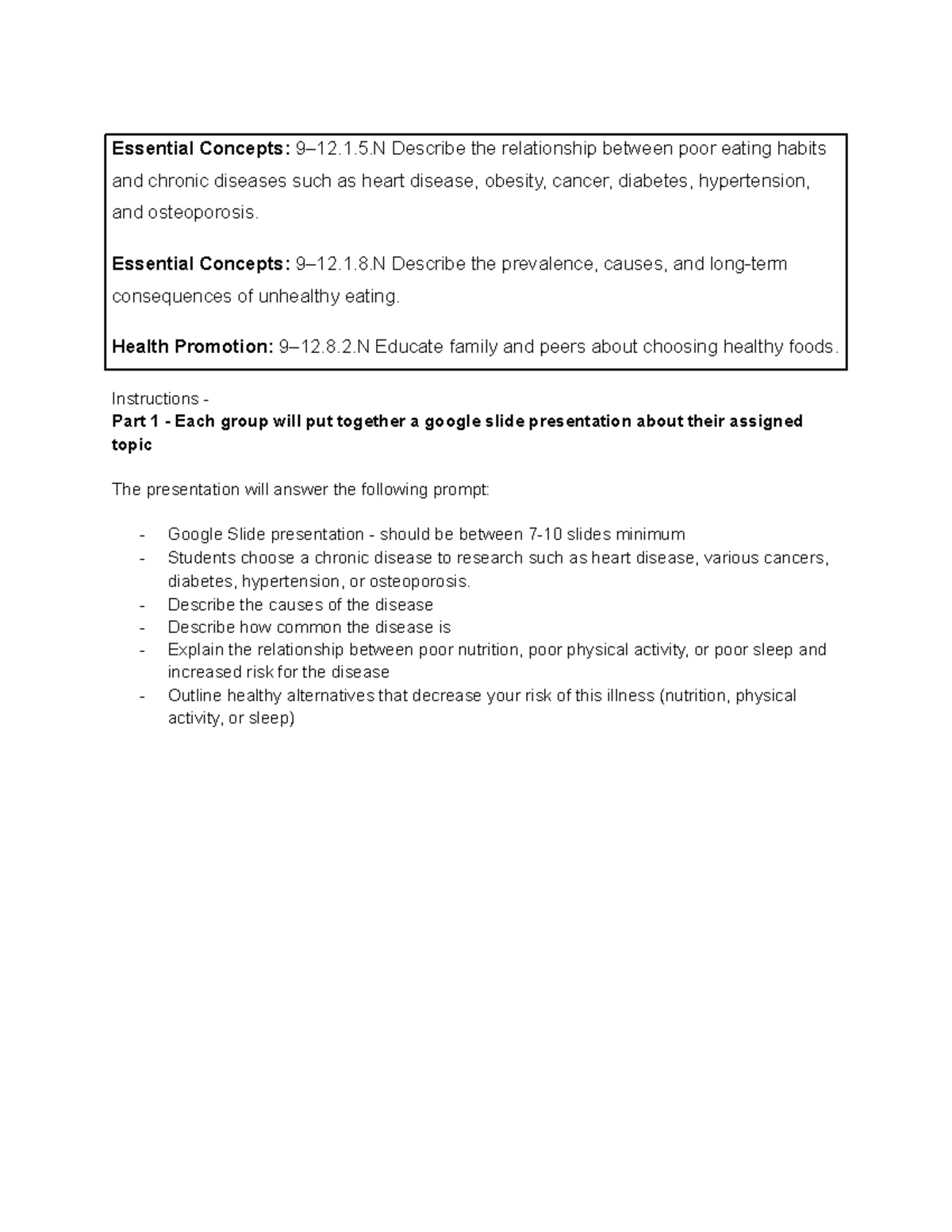 Gordon Wilcox - Group Project - Essential Concepts: 9–12.1.5 Describe ...