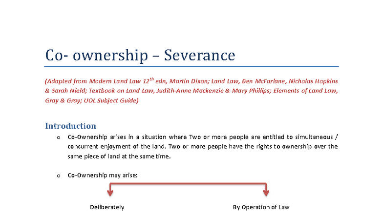 CO Ownership: Understanding Joint Tenancy and Tenancy in Common - Studocu