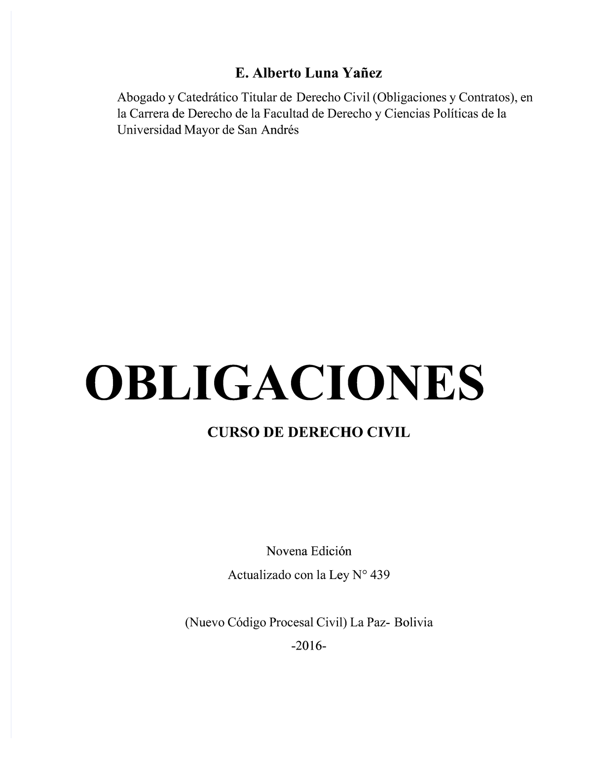 OBLIGACIONES Y CONTRATOS EN DERECHO CIVIL - CURSO 0009, NOVENA EDICIÓN - Document Preview