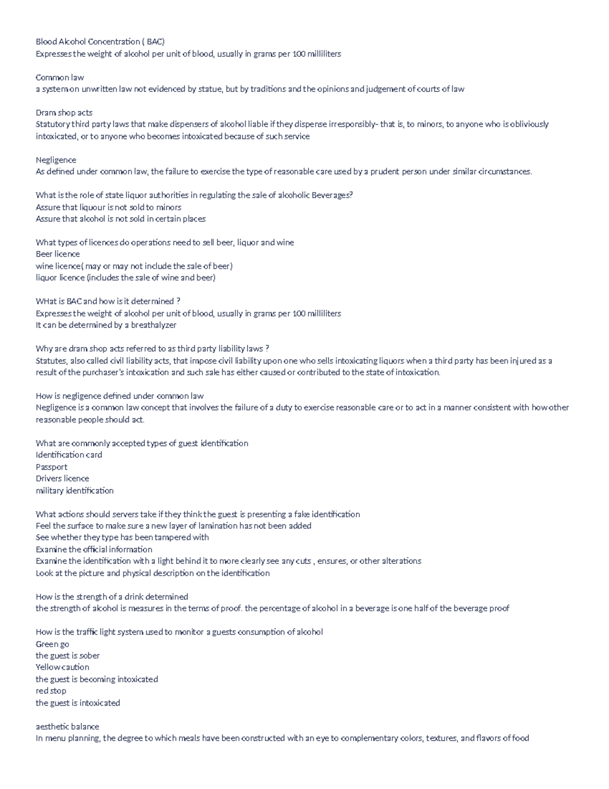 PT 2 - Business Management lecture notes part 1 - Blood Alcohol ...