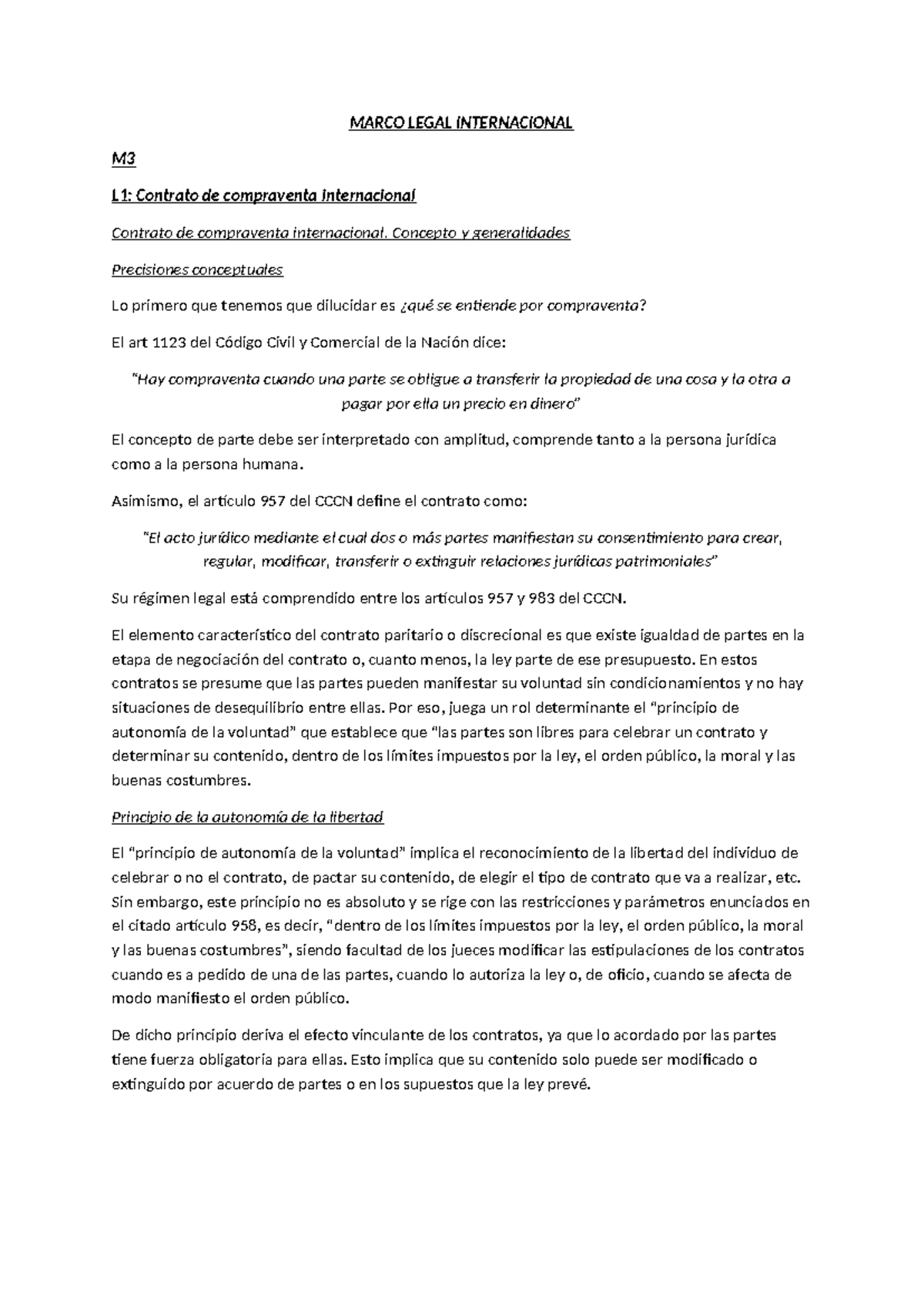 Marco Legal Internacional Marco Legal Internacional M L Contrato De Compraventa